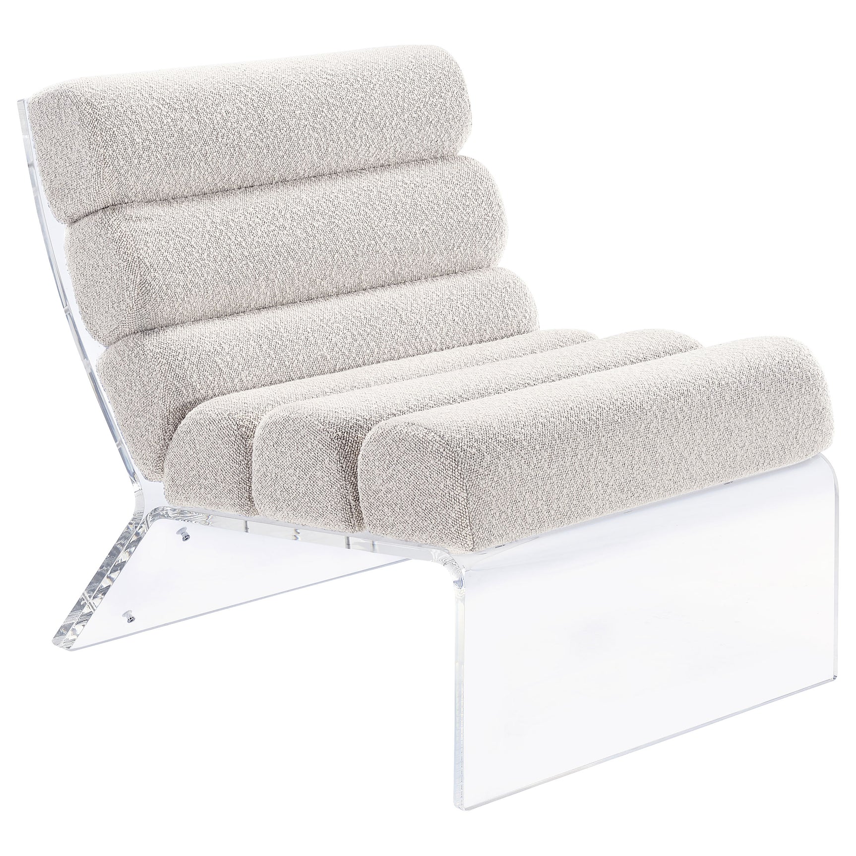 Tampa Furniture Outlet - Coaster - Serreta Boucle Upholstered Armless Acrylic Chair Ivory - 903161