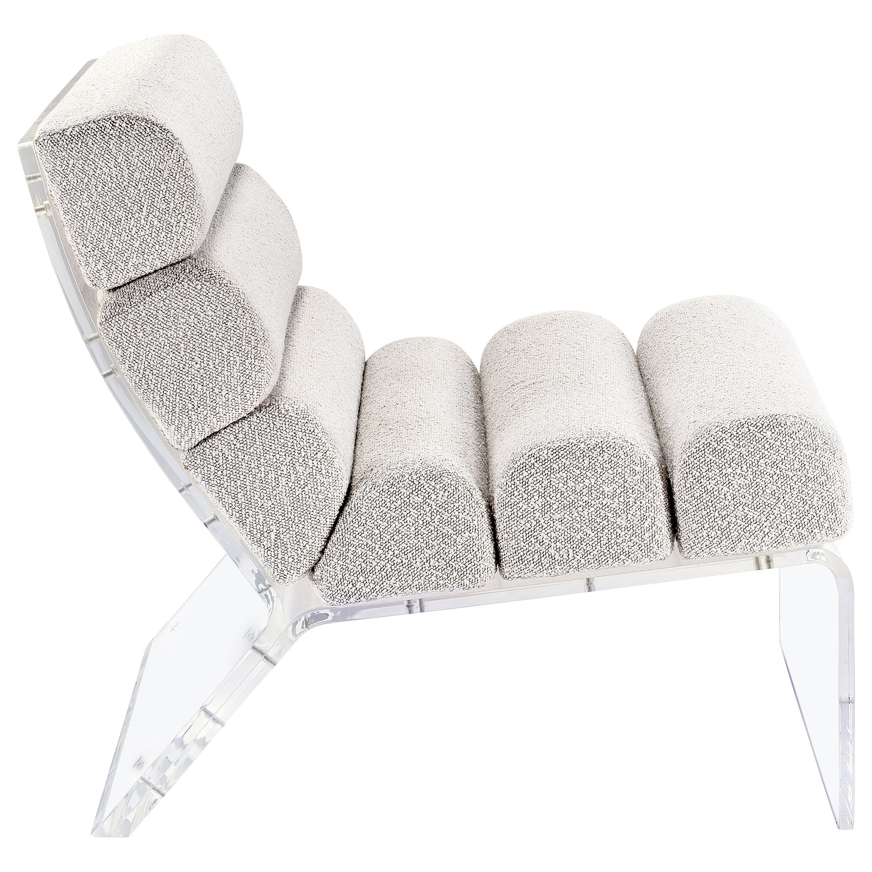 Serreta Boucle Upholstered Armless Acrylic Chair Ivory - Tampa Furniture Outlet