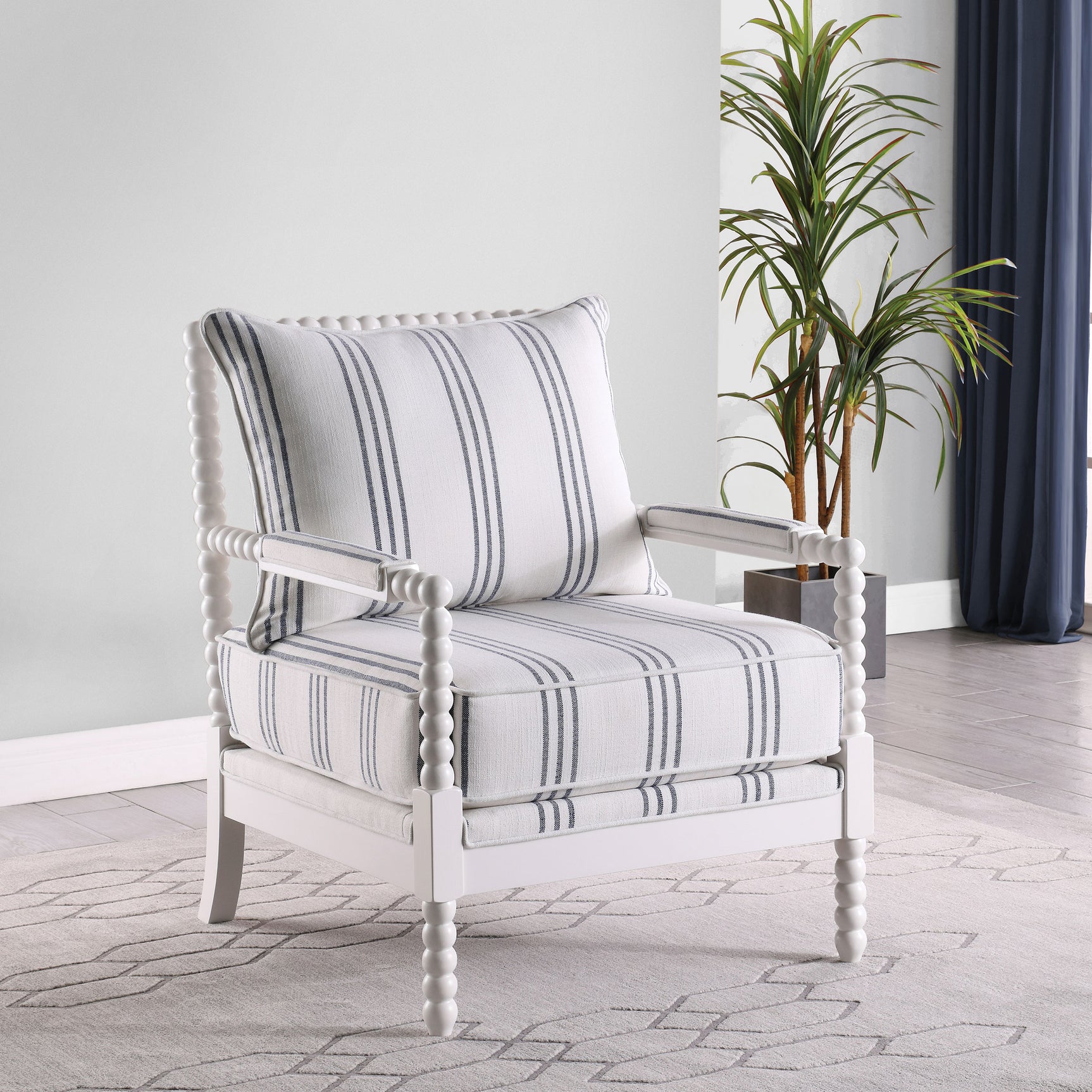 Blanchett Upholstered Bobbin Accent Chair White - Tampa Furniture Outlet