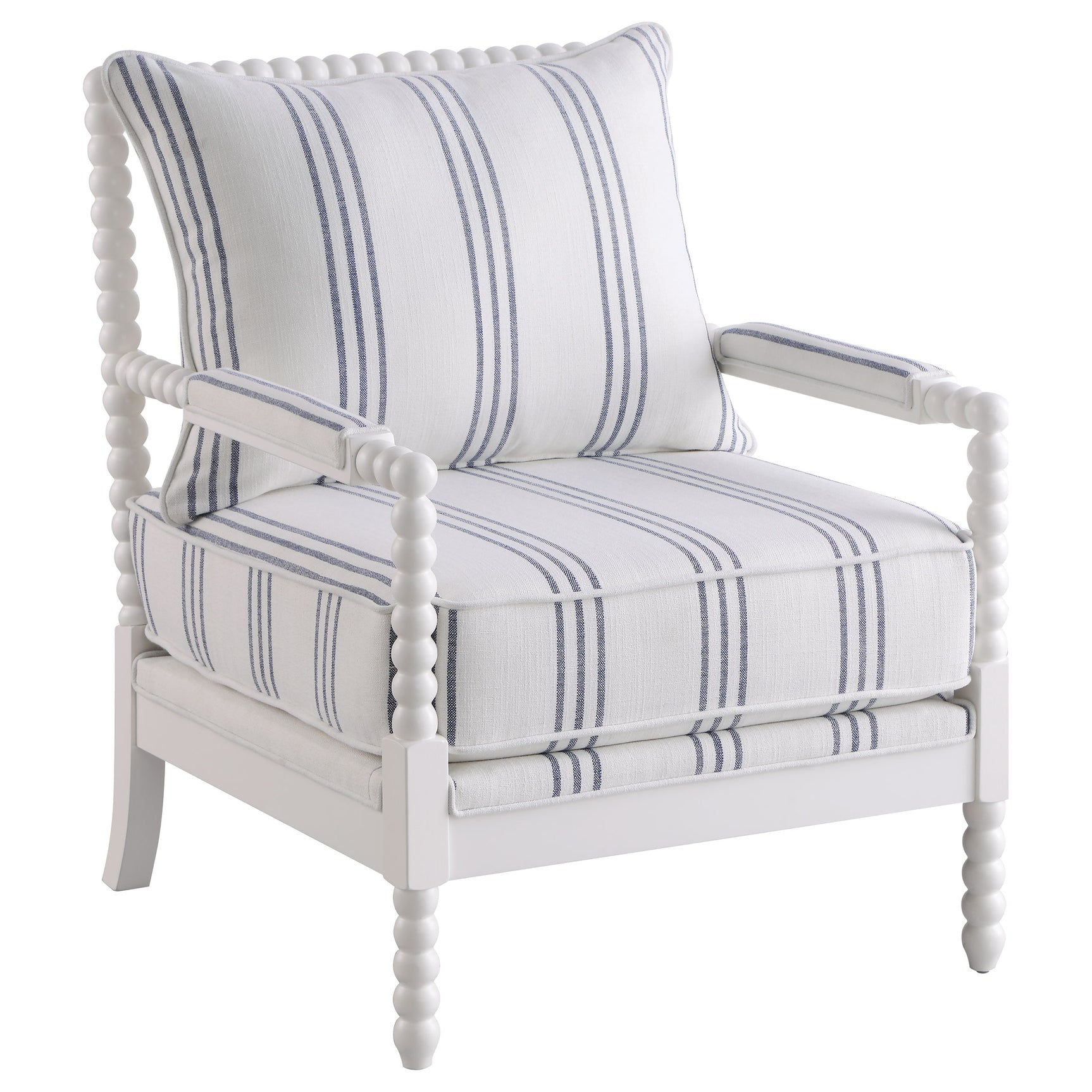 Tampa Furniture Outlet - Coaster - Blanchett Upholstered Bobbin Accent Chair White - 903835