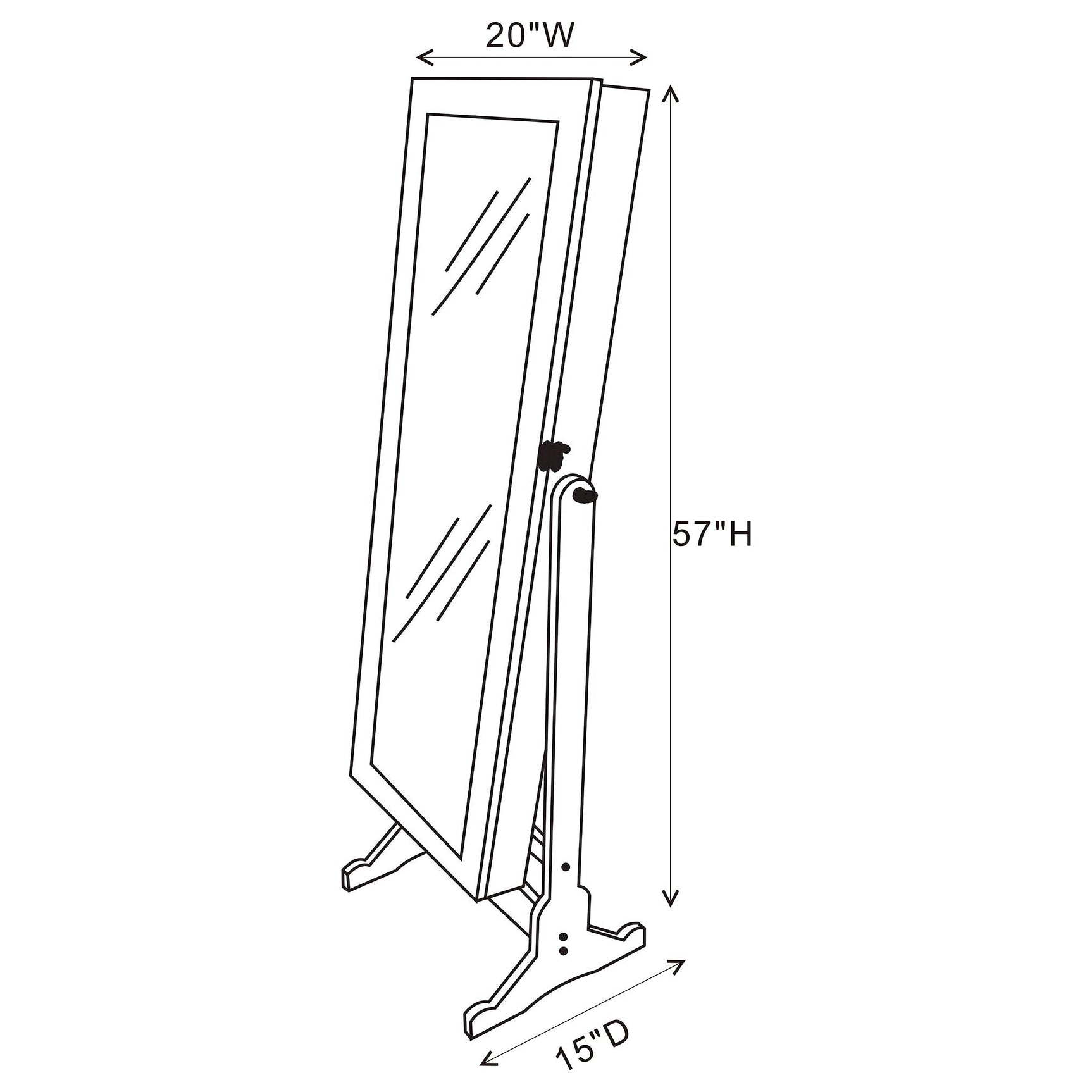 Tutuola Cheval Mirror with Jewelry Storage Black - Tampa Furniture Outlet