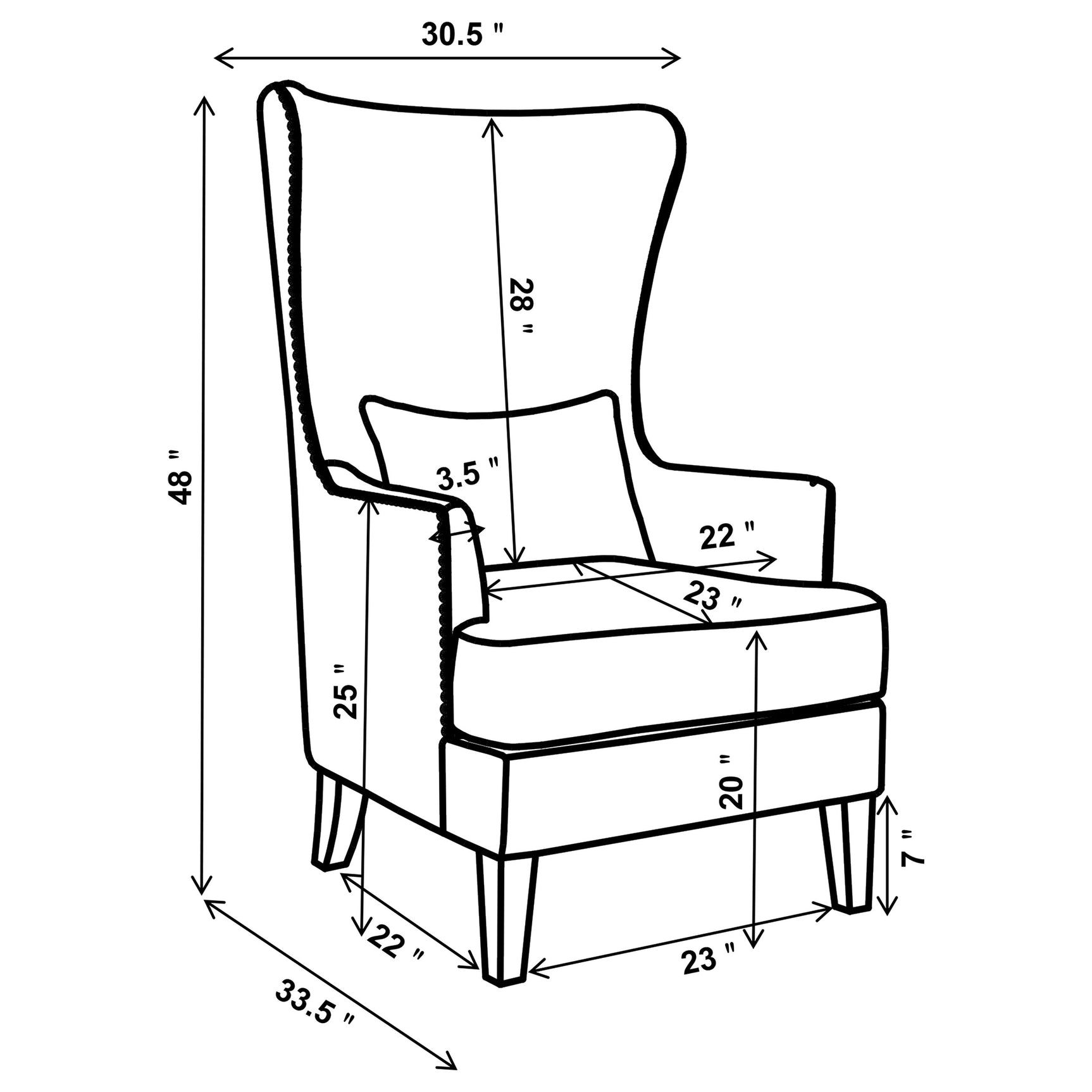 Pippin Upholstered High Wingback Accent Chair Latte - Tampa Furniture Outlet