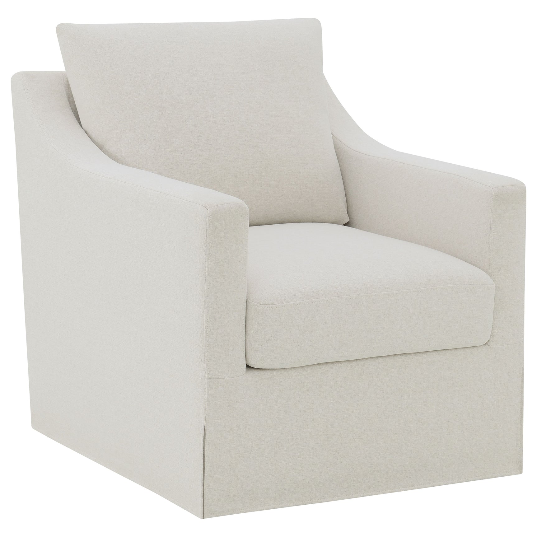 Tampa Furniture Outlet - Coaster - Winter Upholstered Sloped Arm Accent Swivel Chair Beige - 904133