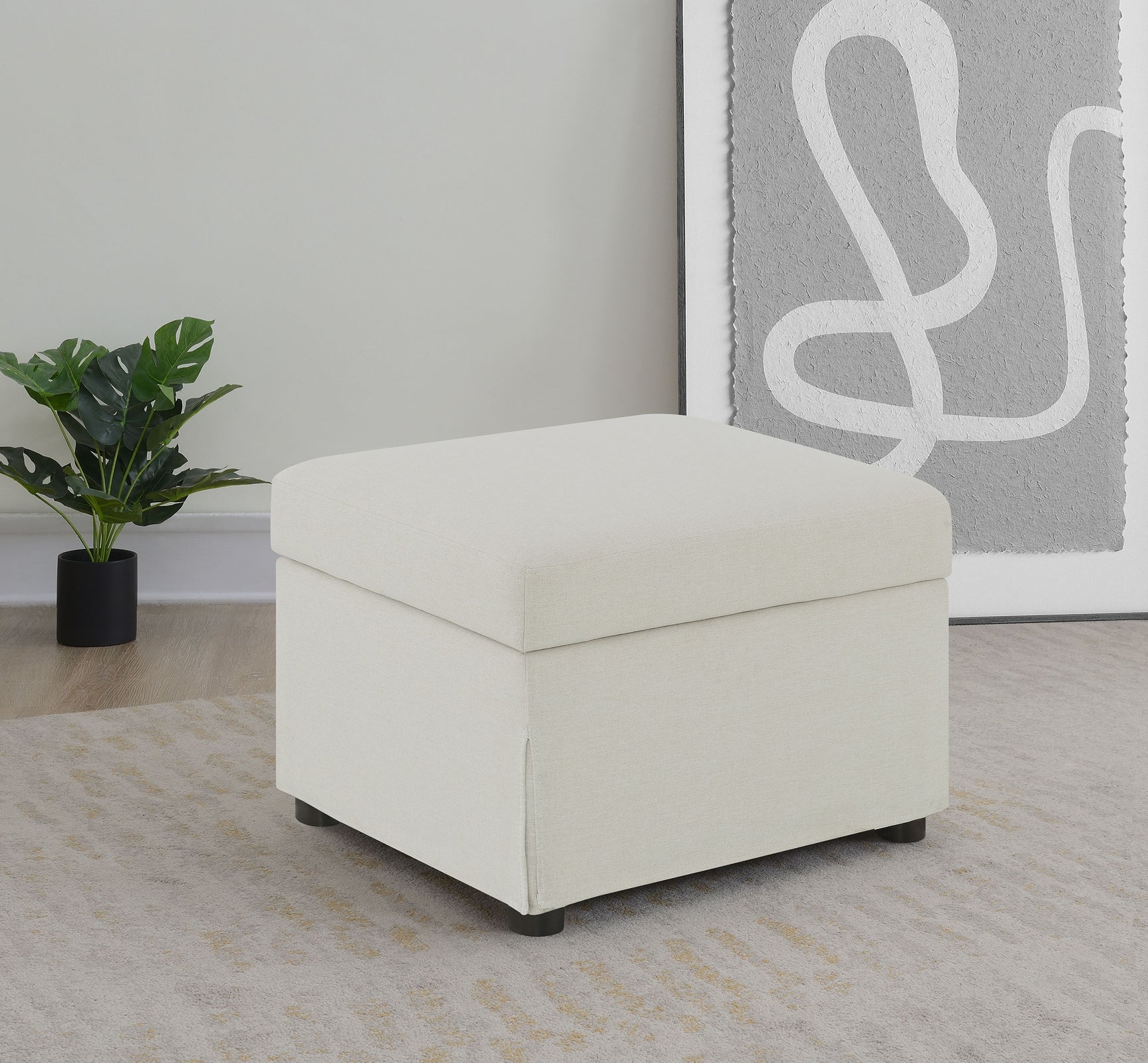 Winter Upholstered Hydraulic Lift Top Storage Ottoman Beige - Tampa Furniture Outlet