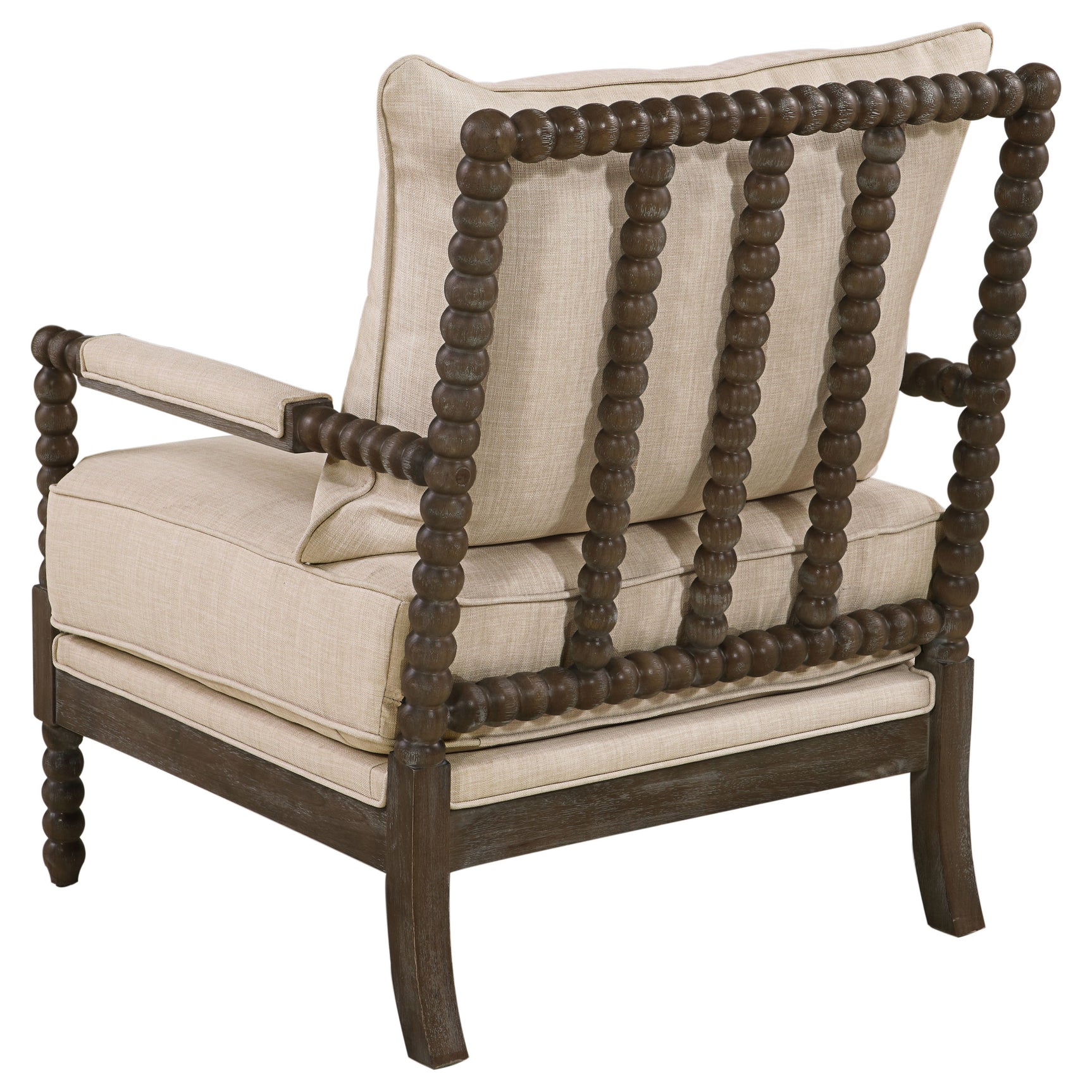 Blanchett Upholstered Bobbin Accent Chair Beige and Distressed Brown - Tampa Furniture Outlet