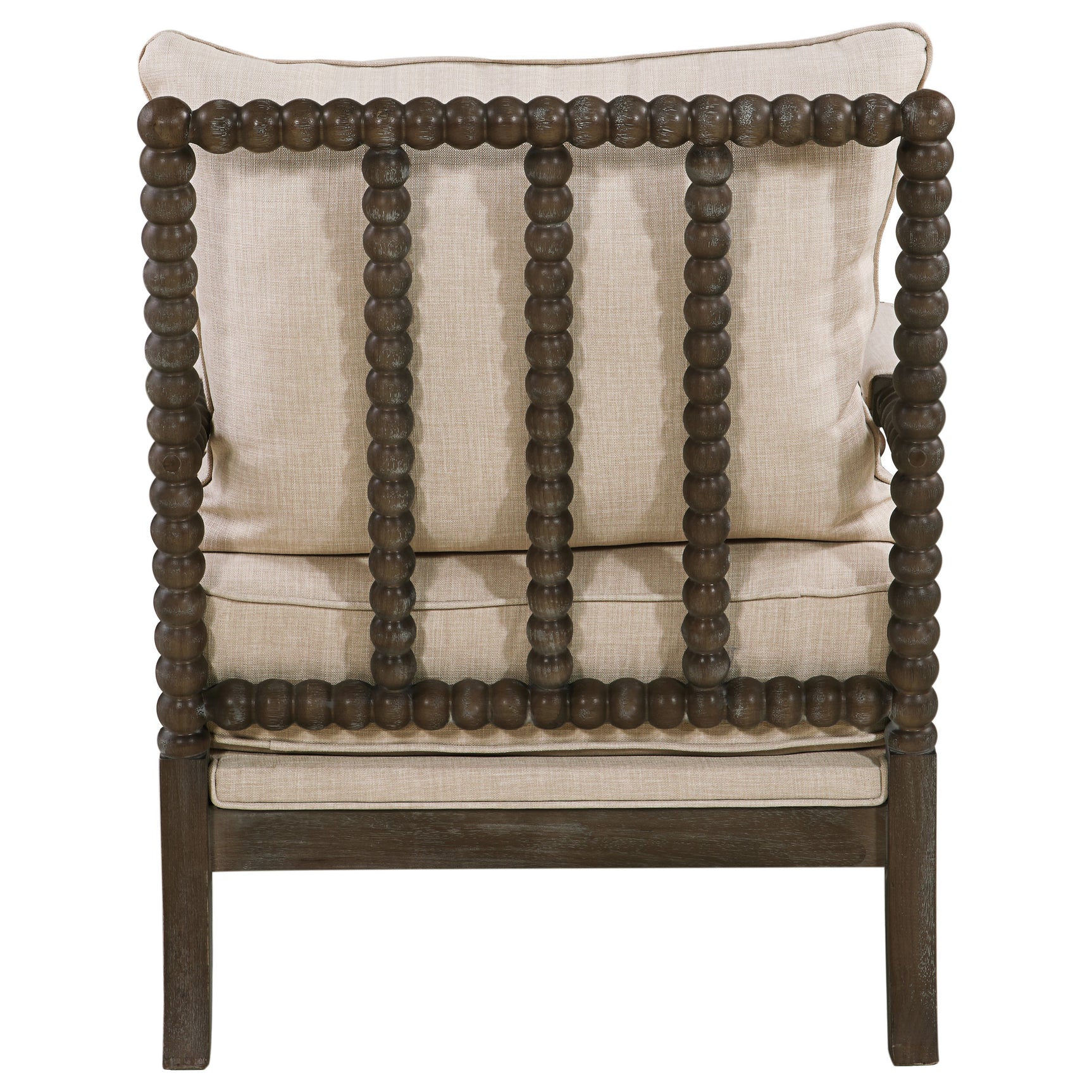 Blanchett Upholstered Bobbin Accent Chair Beige and Distressed Brown