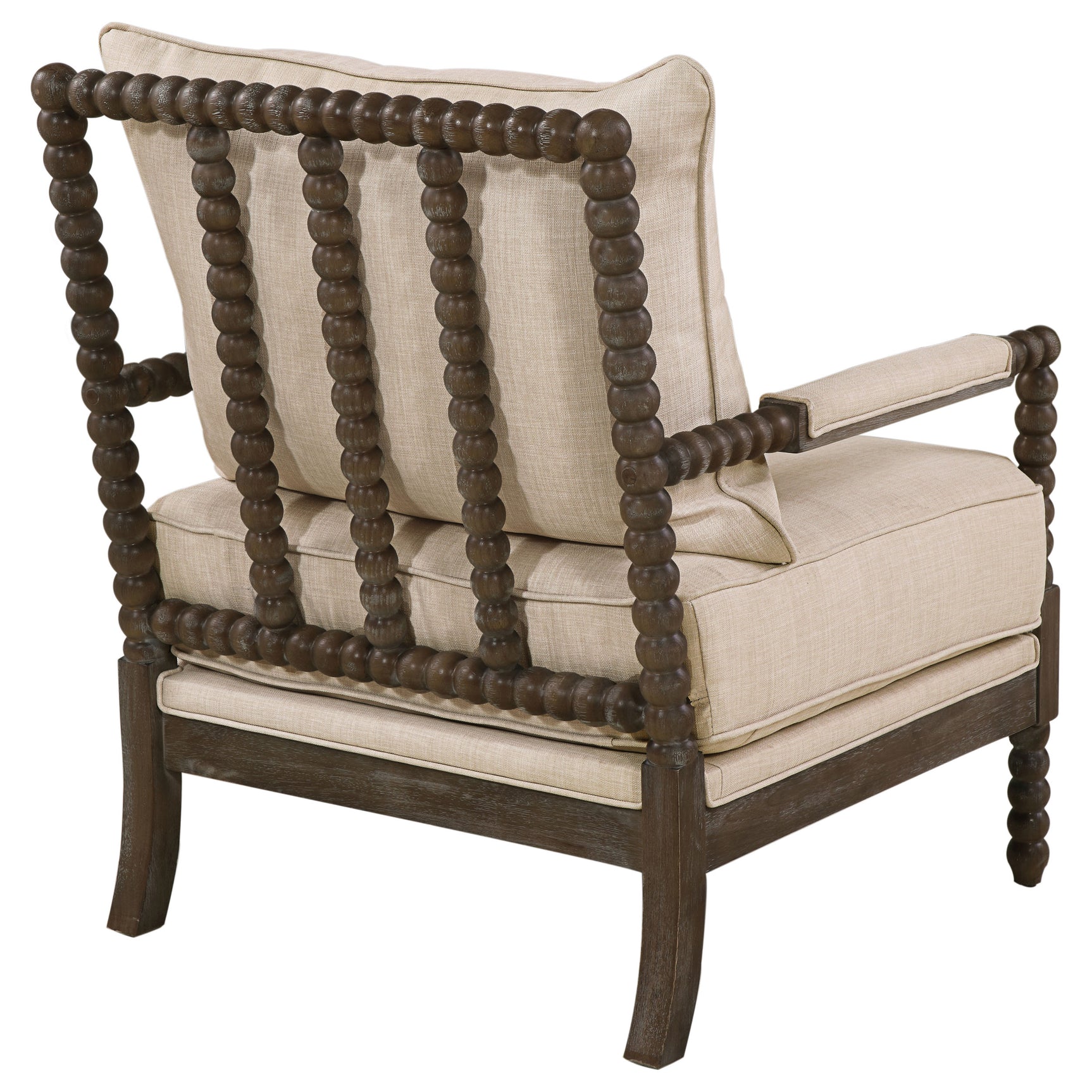 Blanchett Upholstered Bobbin Accent Chair Beige and Distressed Brown