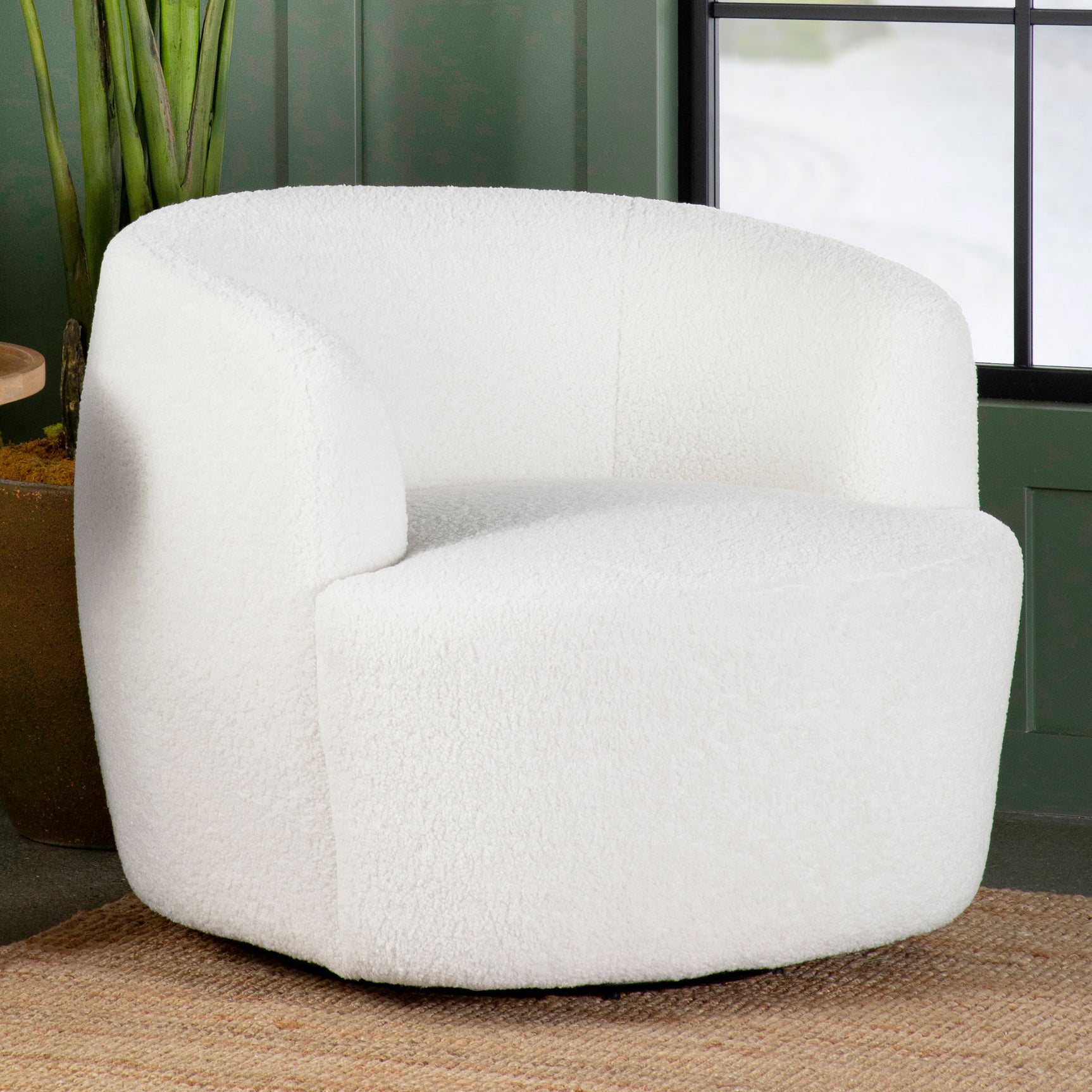 Hudson Faux Sheepskin Upholstered Swivel Chair Natural - Tampa Furniture Outlet