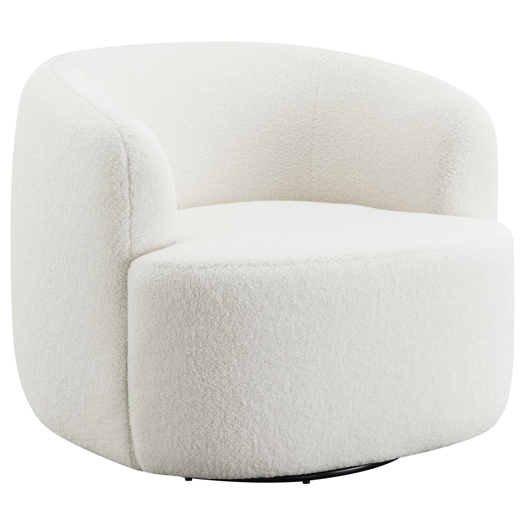 Tampa Furniture Outlet - Coaster - Hudson Faux Sheepskin Upholstered Swivel Chair Natural - 905726