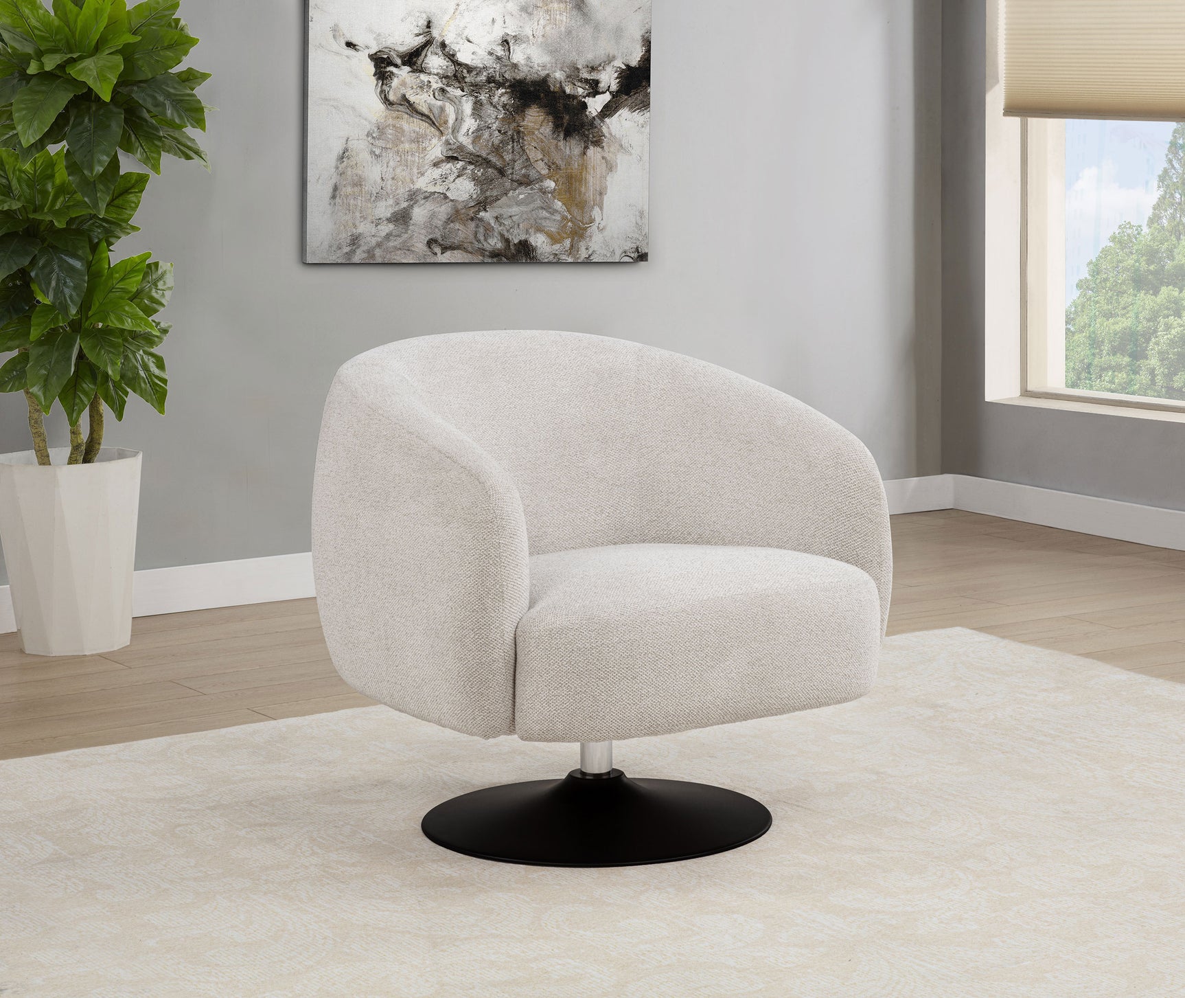 Dave Upholstered Barrel Back Swivel Club Chair Beige - Tampa Furniture Outlet
