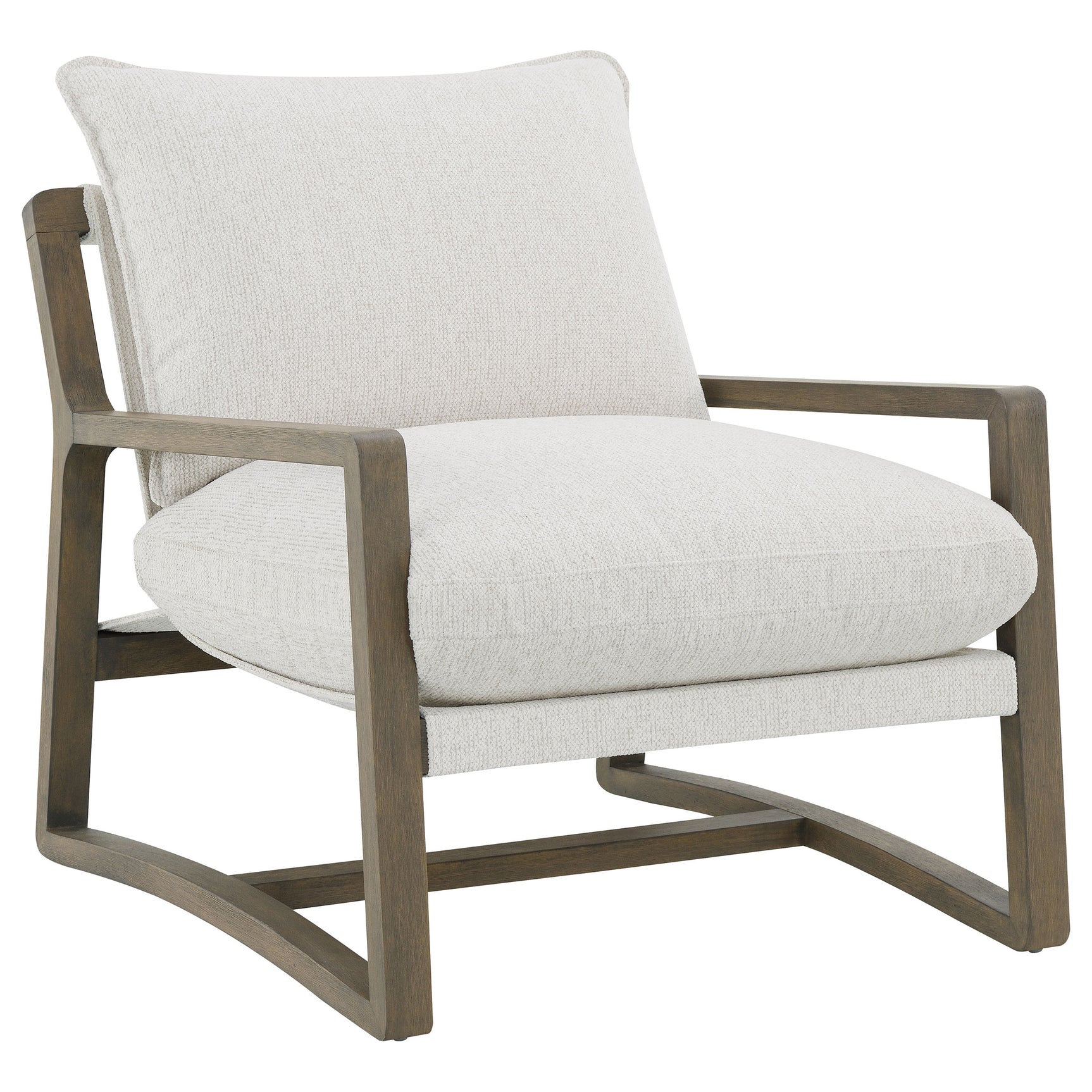 Tampa Furniture Outlet - Coaster - Geneva Boucle Upholstered Wood Arm Accent Chair Sand - 907509