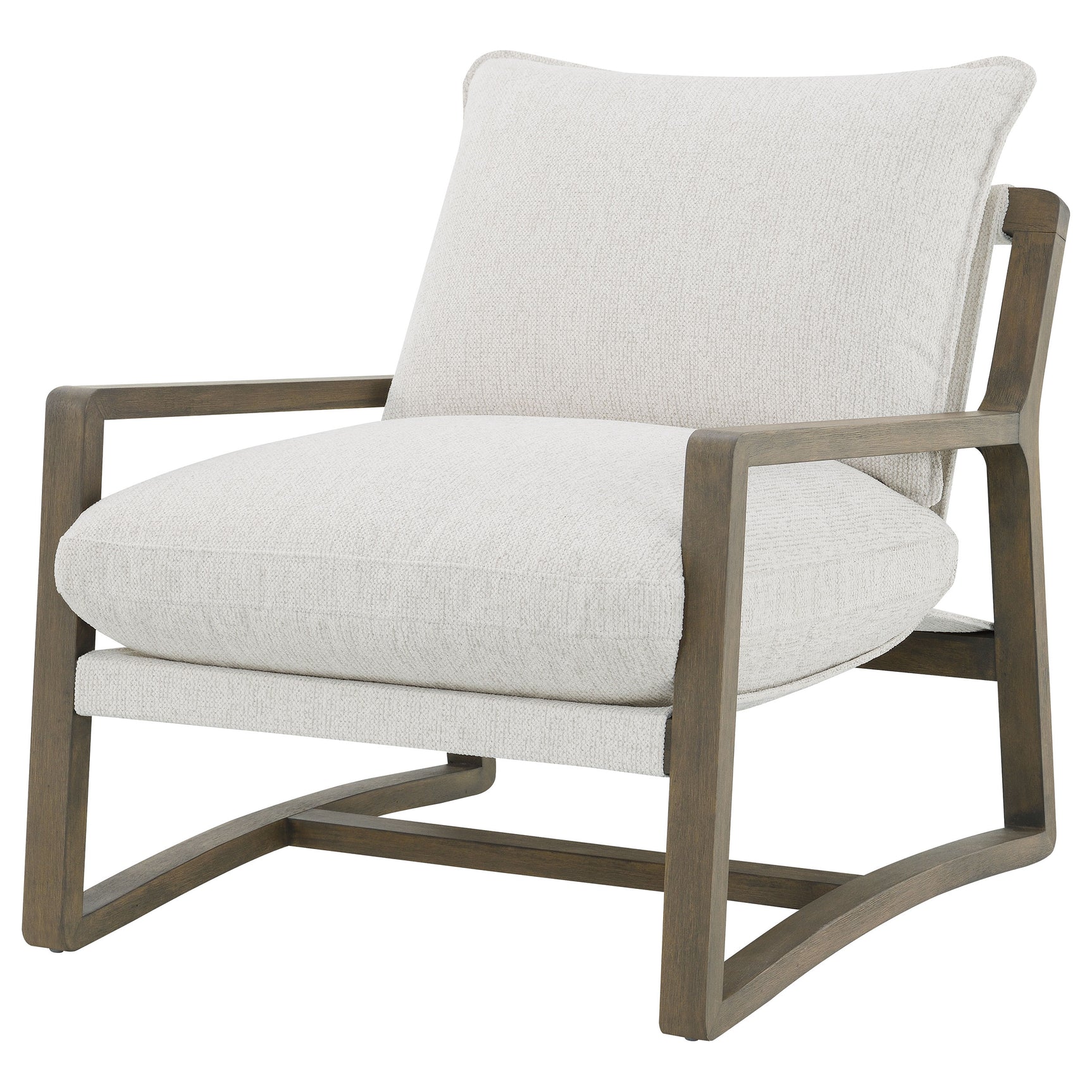 Geneva Boucle Upholstered Wood Arm Accent Chair Sand - Tampa Furniture Outlet
