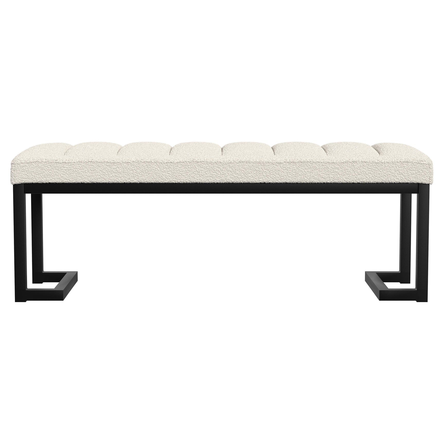 Mesa Boucle Upholstered Tufted Accent Bench Vanilla - Tampa Furniture Outlet