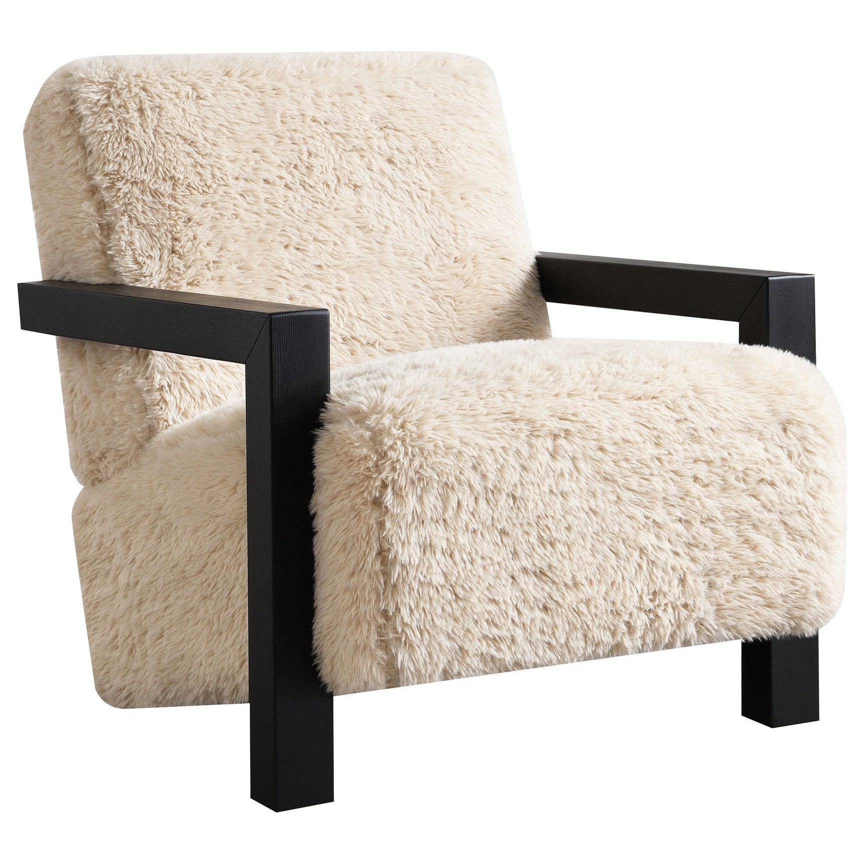 Tampa Furniture Outlet - Coaster - Fitzroy Faux Fur Upholstered Chair Solid Wood Arms Latte - 907533