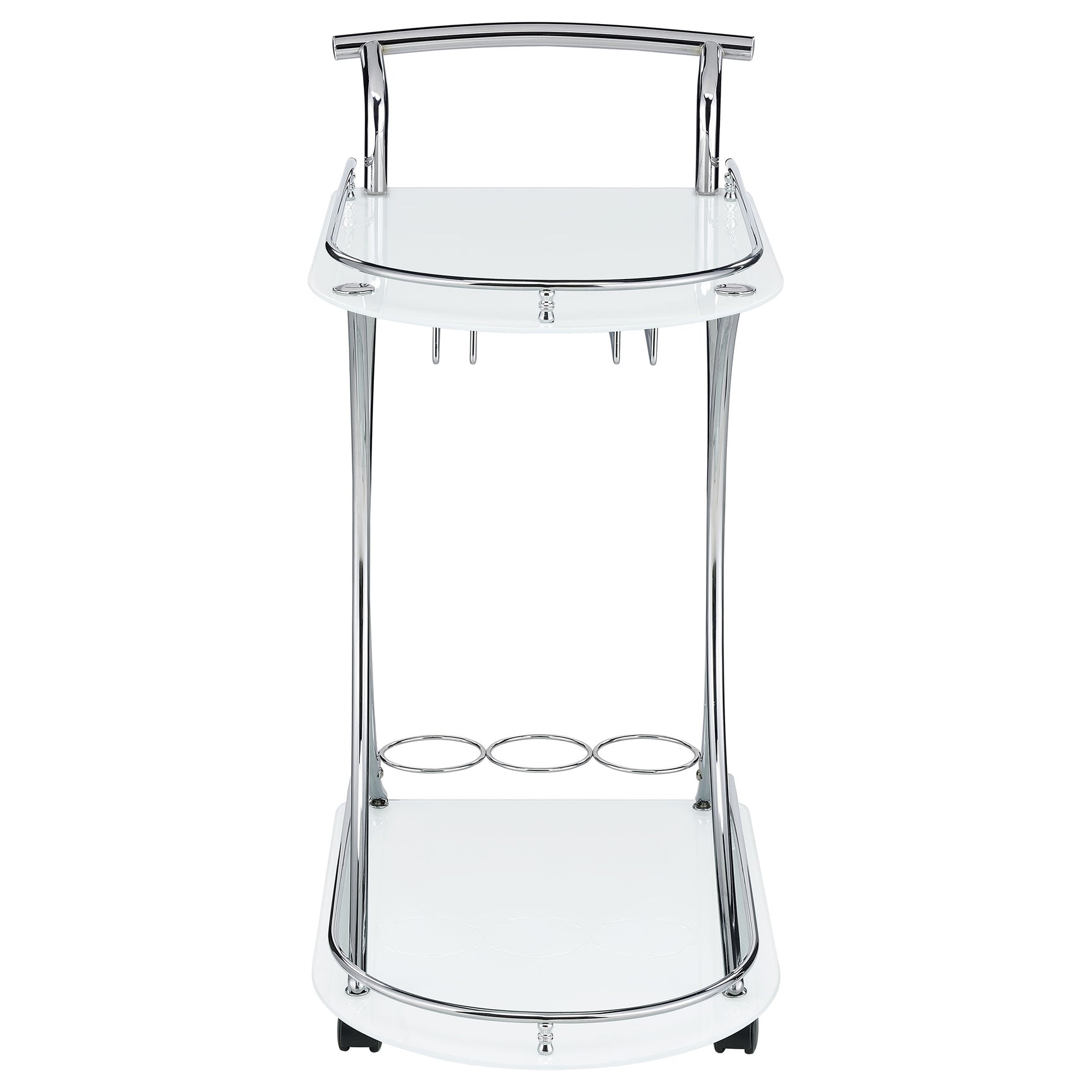 Elfman 2-tier Glass Shelf Metal Bar Cart White and Chrome - Tampa Furniture Outlet