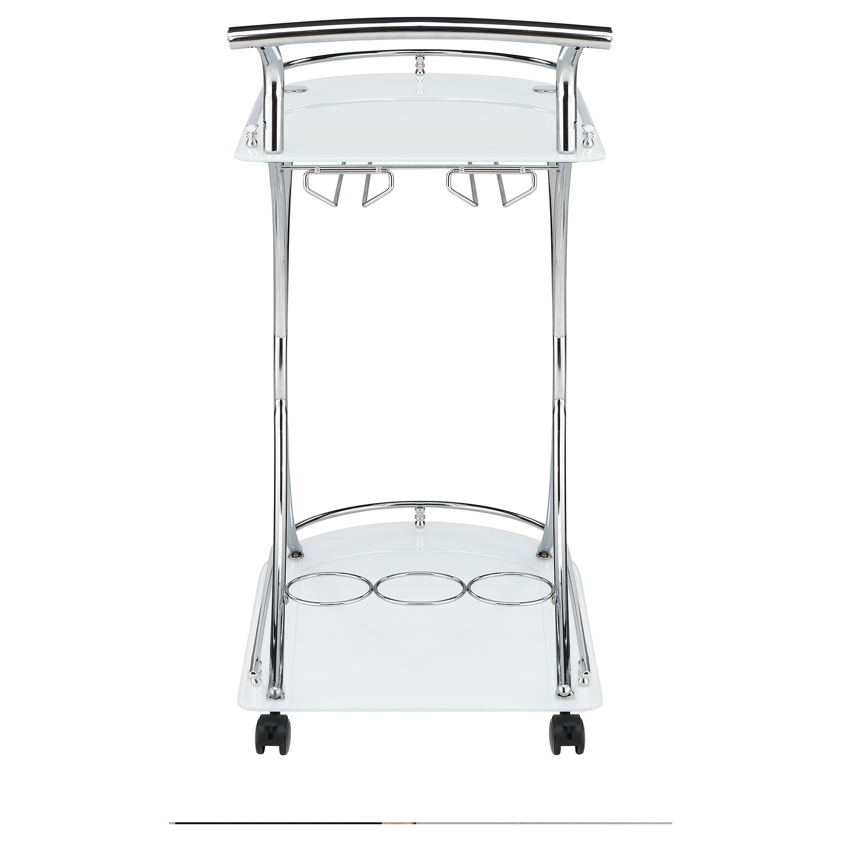 Elfman 2-tier Glass Shelf Metal Bar Cart White and Chrome - Tampa Furniture Outlet