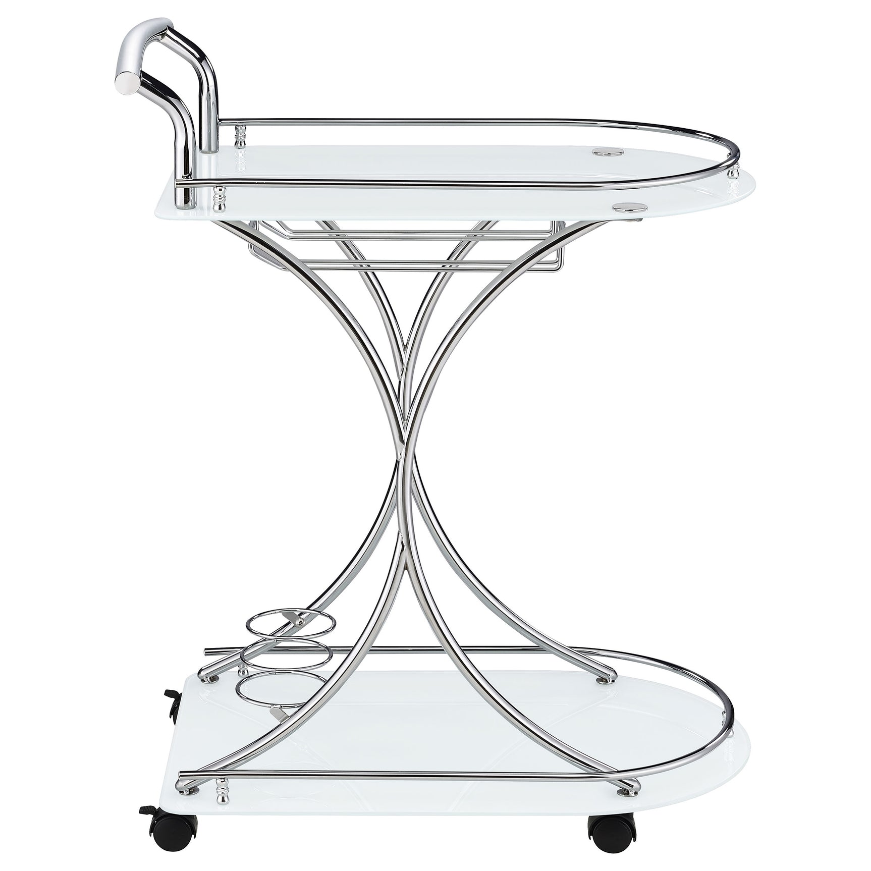 Elfman 2-tier Glass Shelf Metal Bar Cart White and Chrome - Tampa Furniture Outlet