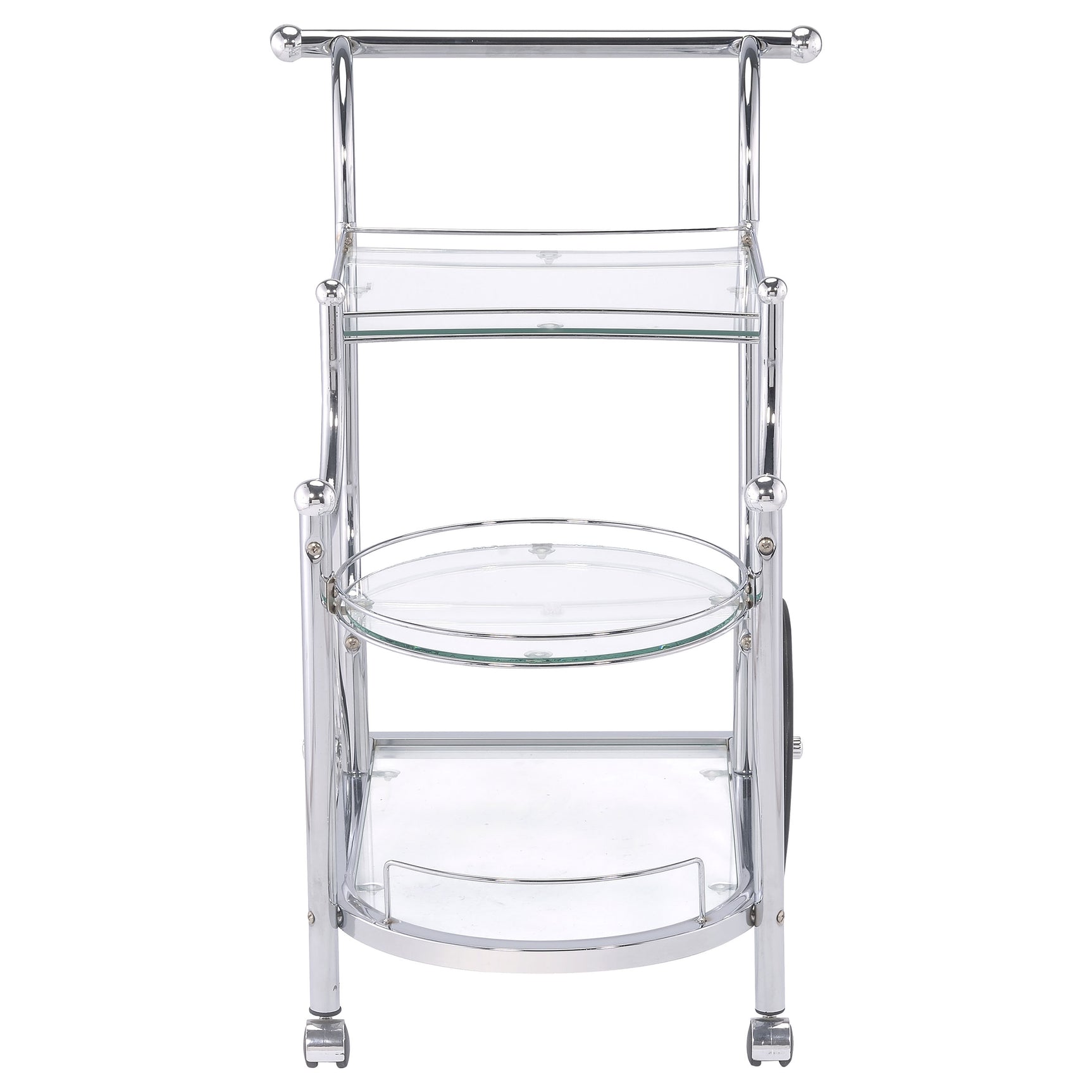 Sarandon 3-tier Glass Shelf Metal Bar Cart Chrome - Tampa Furniture Outlet