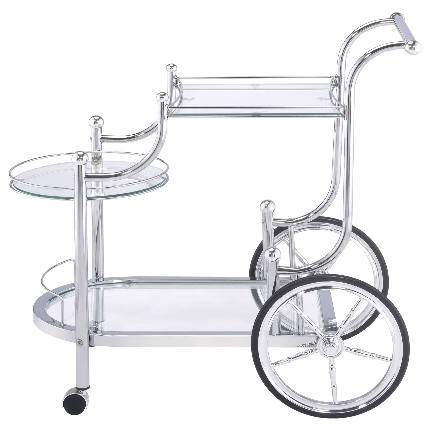 Sarandon 3-tier Glass Shelf Metal Bar Cart Chrome - Tampa Furniture Outlet