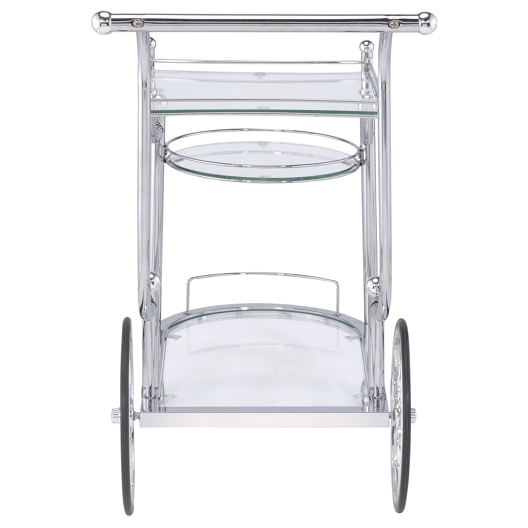 Sarandon 3-tier Glass Shelf Metal Bar Cart Chrome - Tampa Furniture Outlet