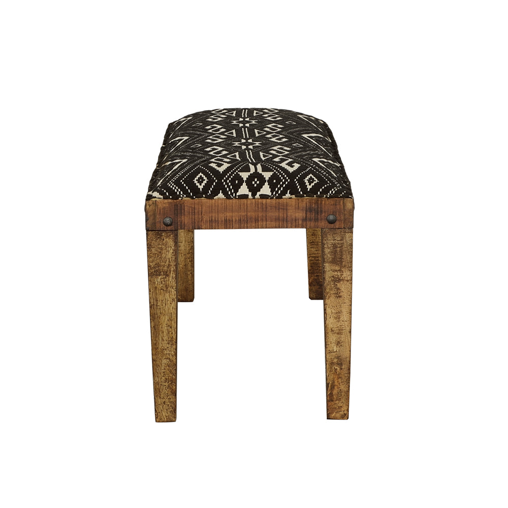 Lamont Fabric Upholstered Accent Bench Black and Natural - Tampa Furniture Outlet