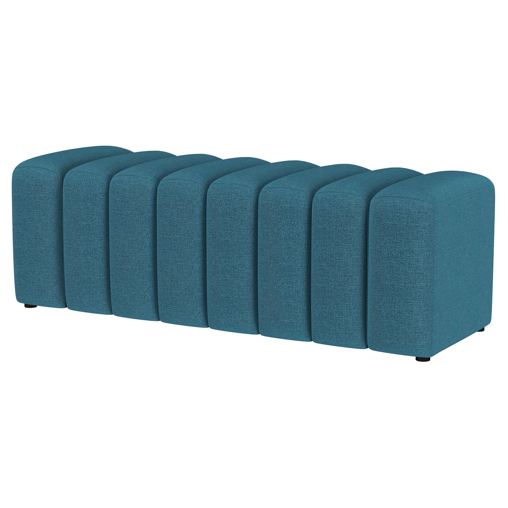 Summer Fabric Upholstered Tufted Accent Bench Peacock Blue - Tampa Furniture Outlet
