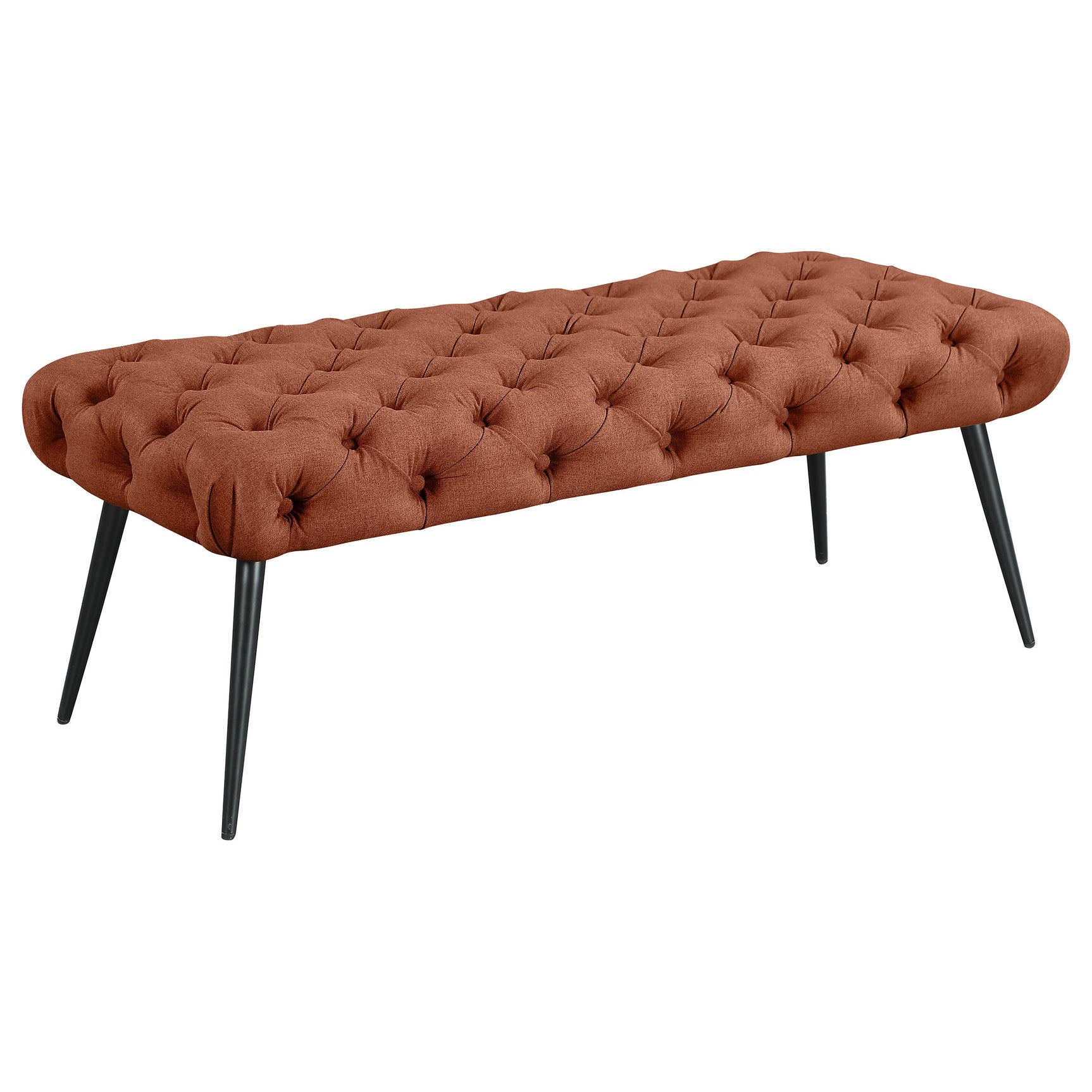 Tampa Furniture Outlet - Coaster - Ella Upholstered Tufted Bench Metal Legs Rust - 910335