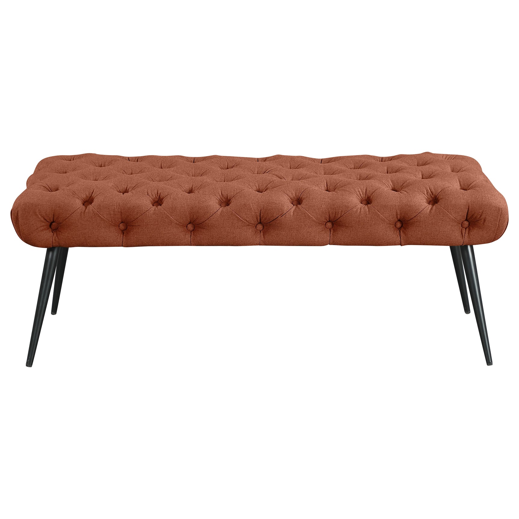 Ella Upholstered Tufted Bench Metal Legs Rust - Tampa Furniture Outlet