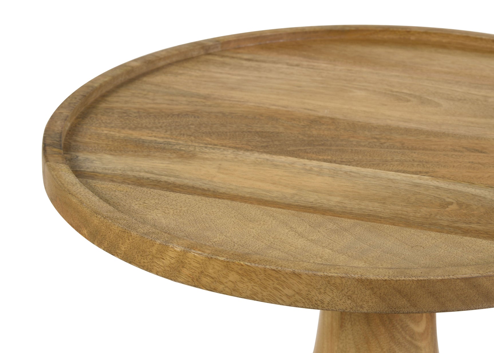 Ixia Round Solid Mango Wood Accent Side Table Natural - Tampa Furniture Outlet
