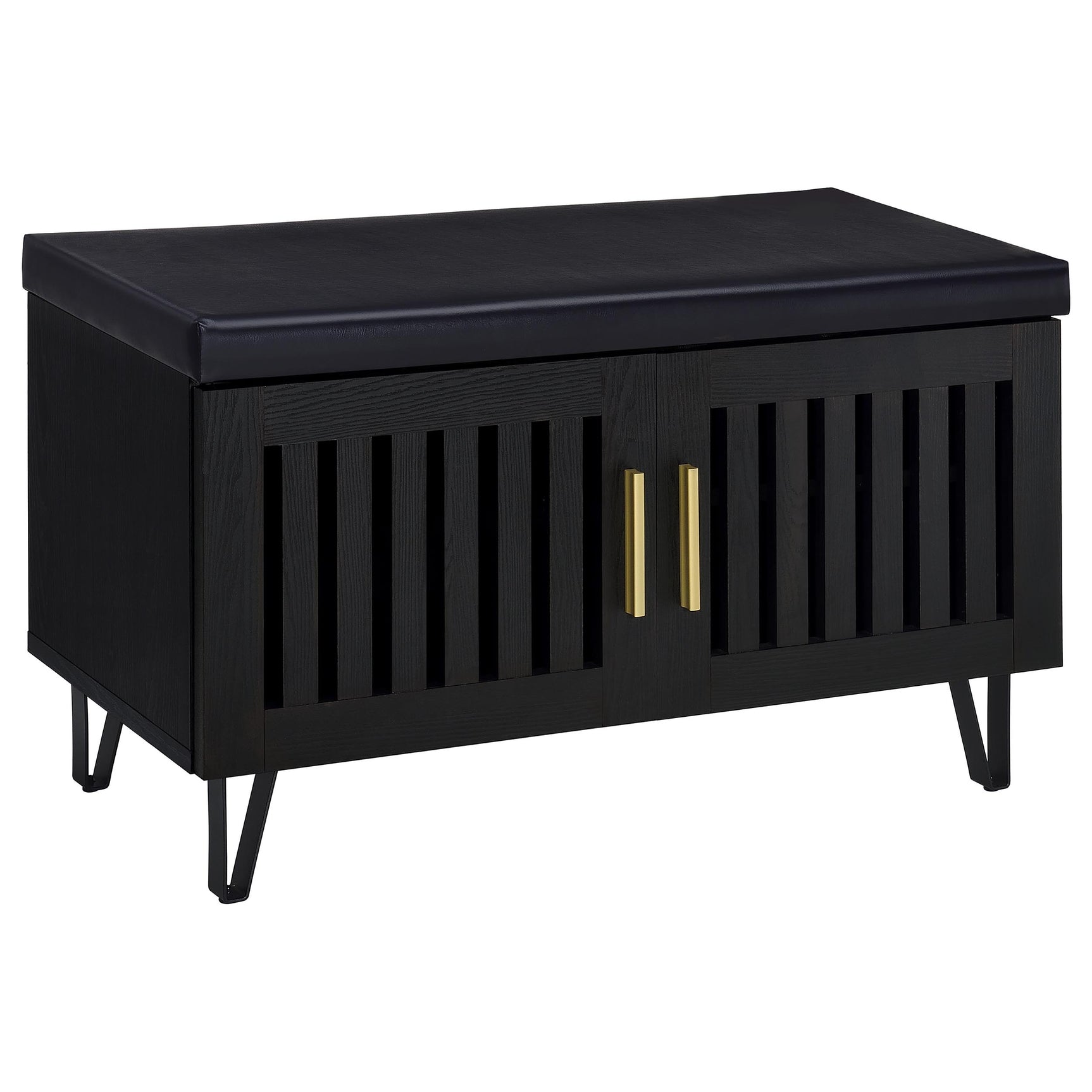 Tampa Furniture Outlet - Coaster - Brixton 2-door Padded Entryway Shoe Storage Bench Black - 915152