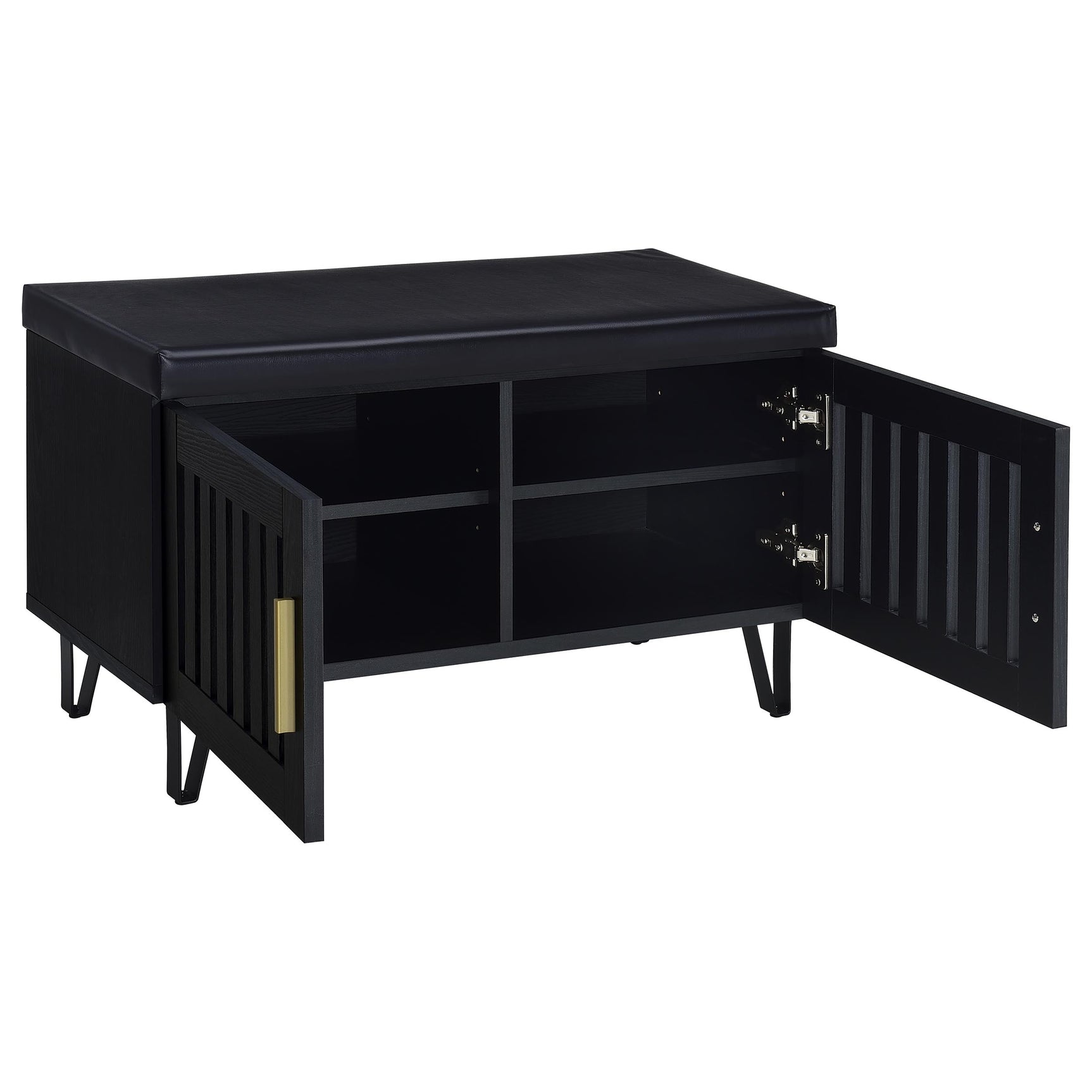 Brixton 2-door Padded Entryway Shoe Storage Bench Black - Tampa Furniture Outlet