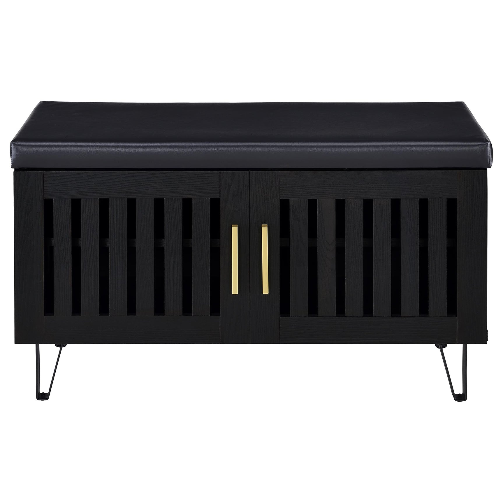 Brixton 2-door Padded Entryway Shoe Storage Bench Black - Tampa Furniture Outlet