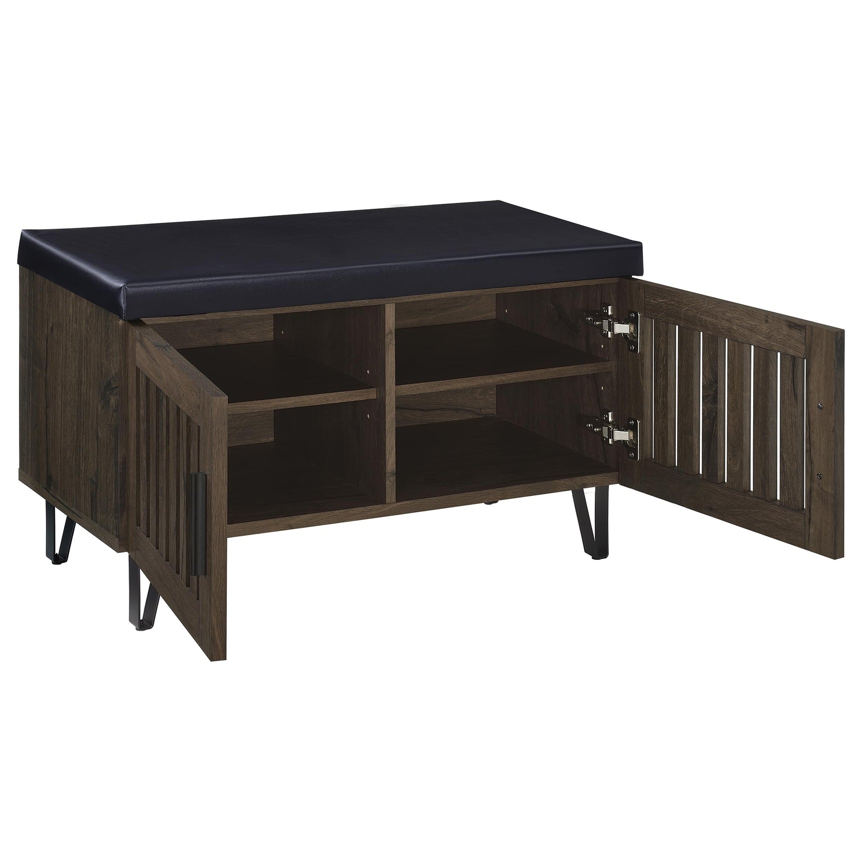 Brixton 2-door Padded Entryway Shoe Storage Bench Smoked Oak - Tampa Furniture Outlet