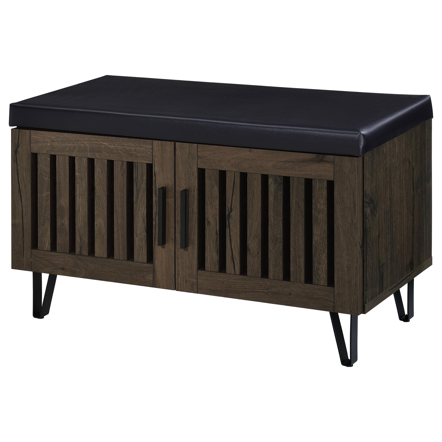 Brixton 2-door Padded Entryway Shoe Storage Bench Smoked Oak - Tampa Furniture Outlet