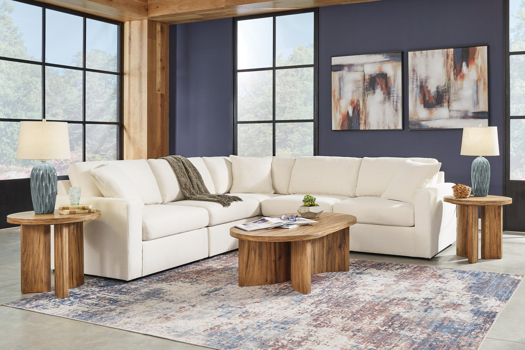 Tampa Furniture Outlet - Ashley Furniture - Modmax Sectional - RAF 7-Piece Sectional with Audio Console / Ink - 92121S75