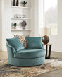 Tampa Furniture Outlet - Ashley Furniture - Laylabrook Living Room - Oversized Swivel Accent Chair / Teal - 9220621