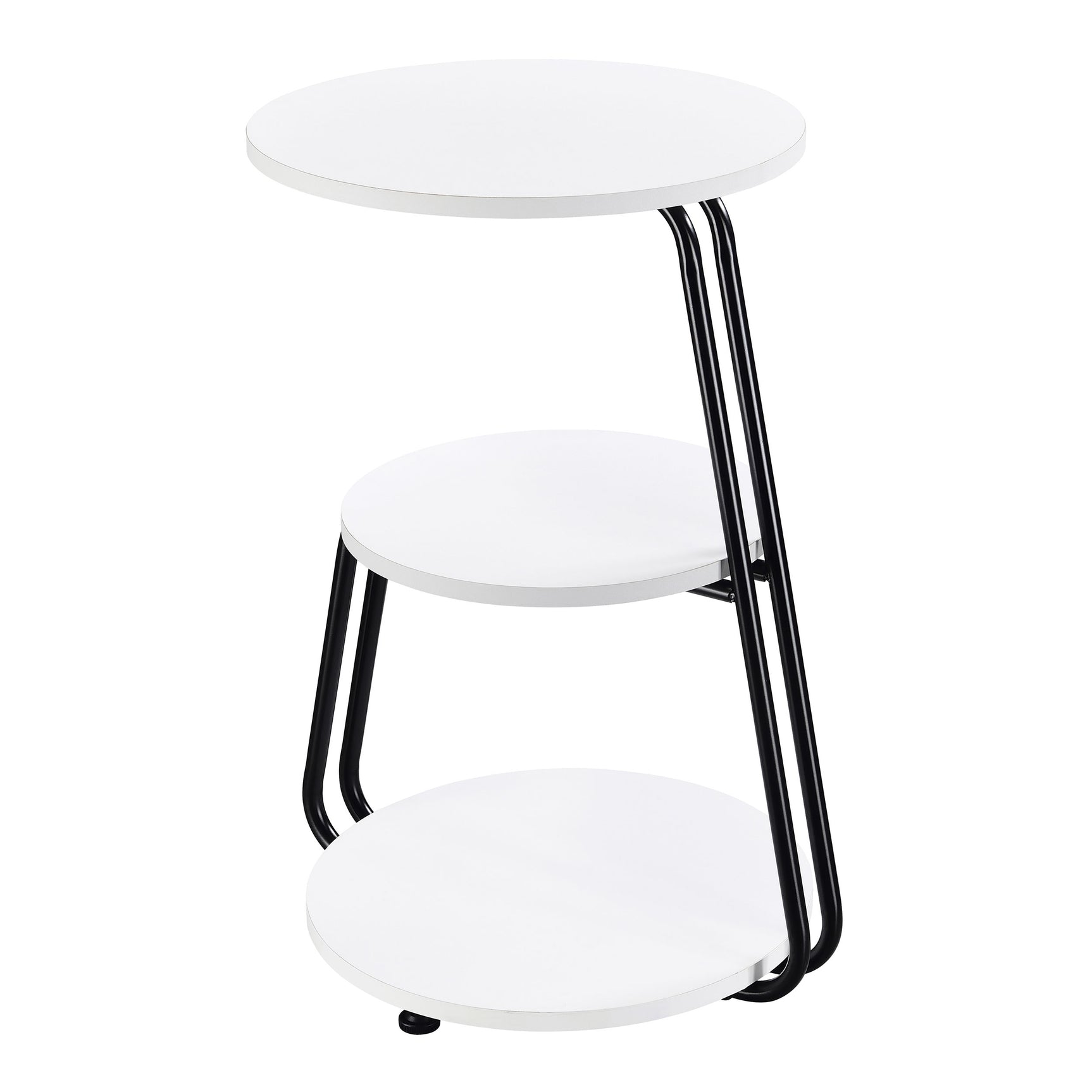 Hilly 3-tier Round Accent Side Table White and Black - Tampa Furniture Outlet