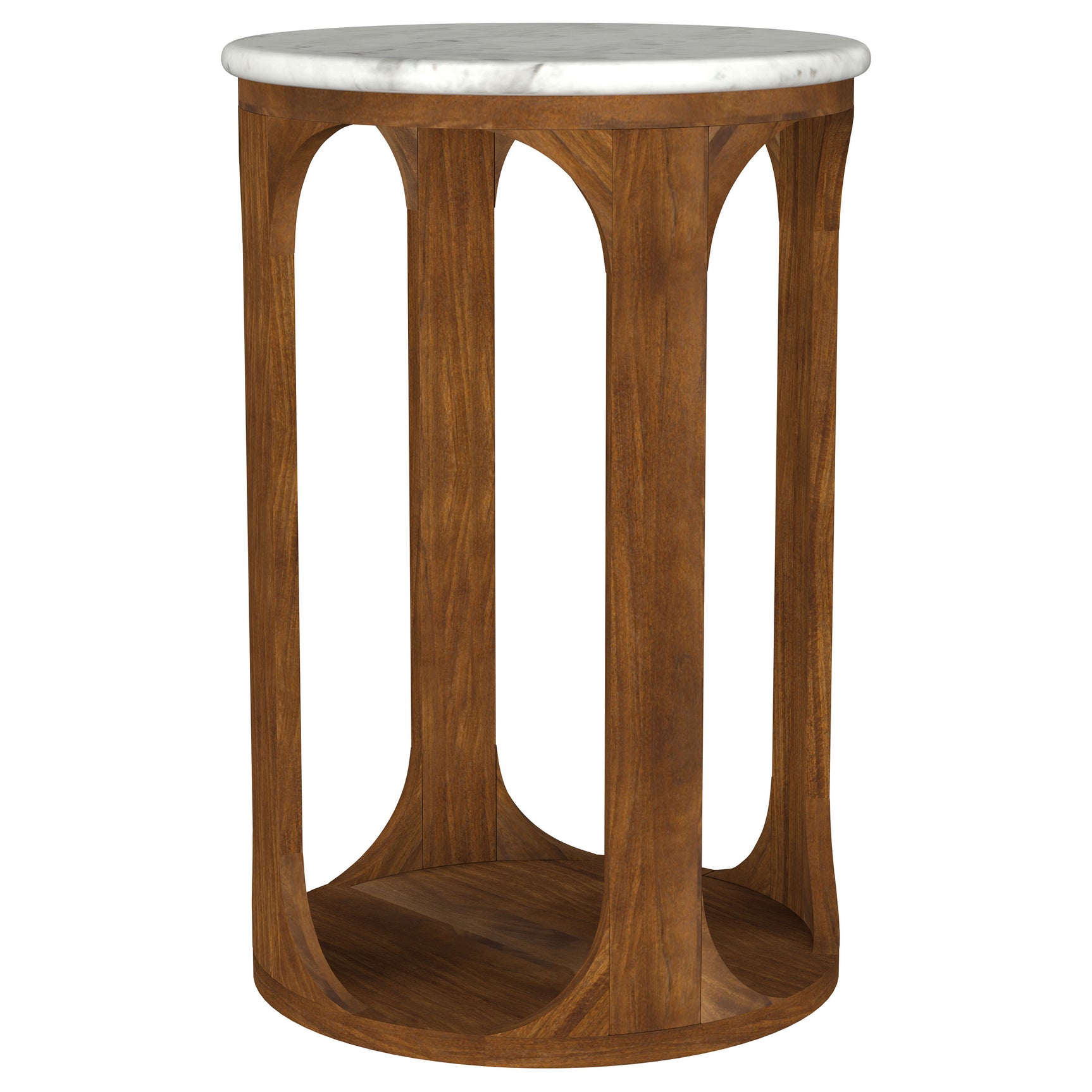 Tampa Furniture Outlet - Coaster - Berkeley Round Marble Top Side Table White and Brown - 930080