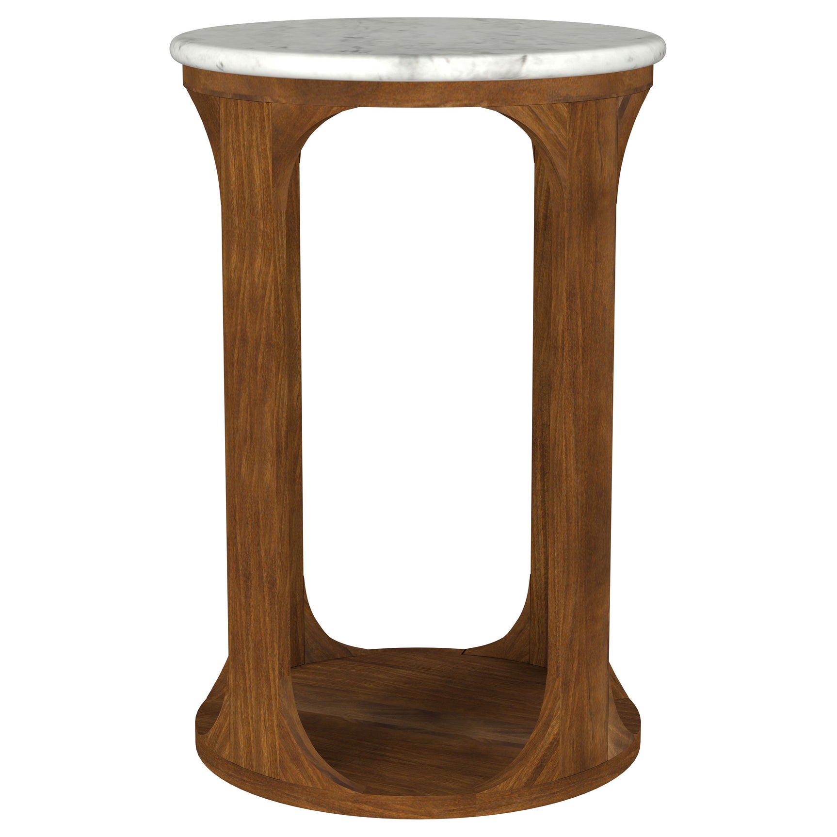 Berkeley Round Marble Top Side Table White and Brown - Tampa Furniture Outlet