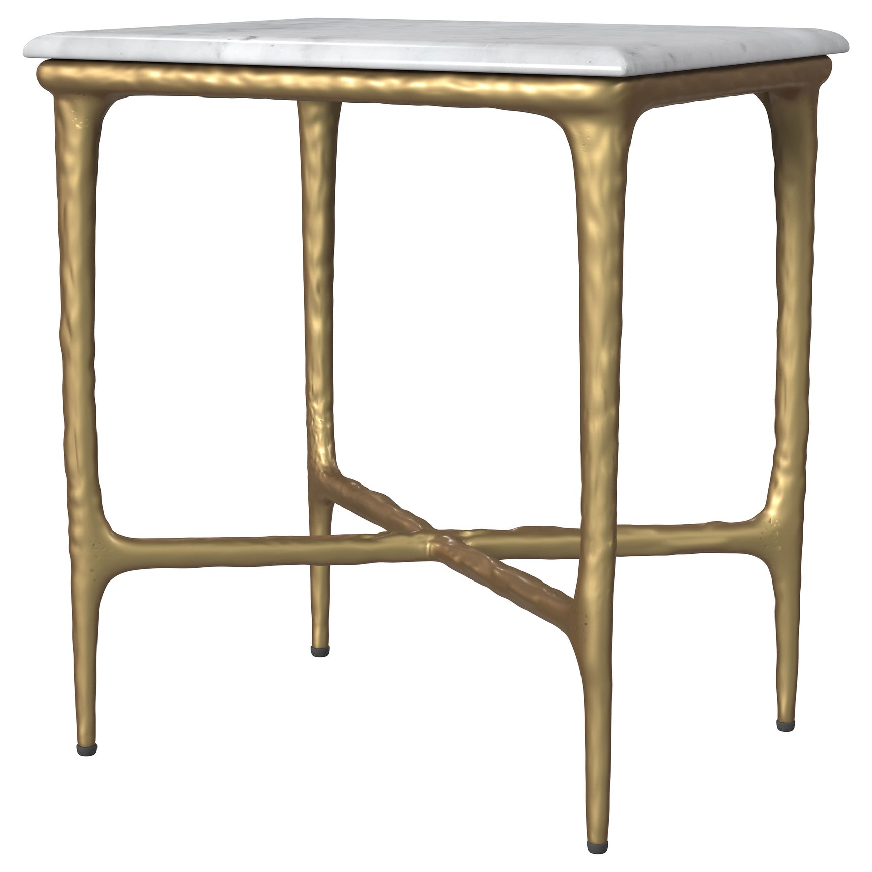 Baldwin Rectangular Marble Top Side Table White and Gold - Tampa Furniture Outlet