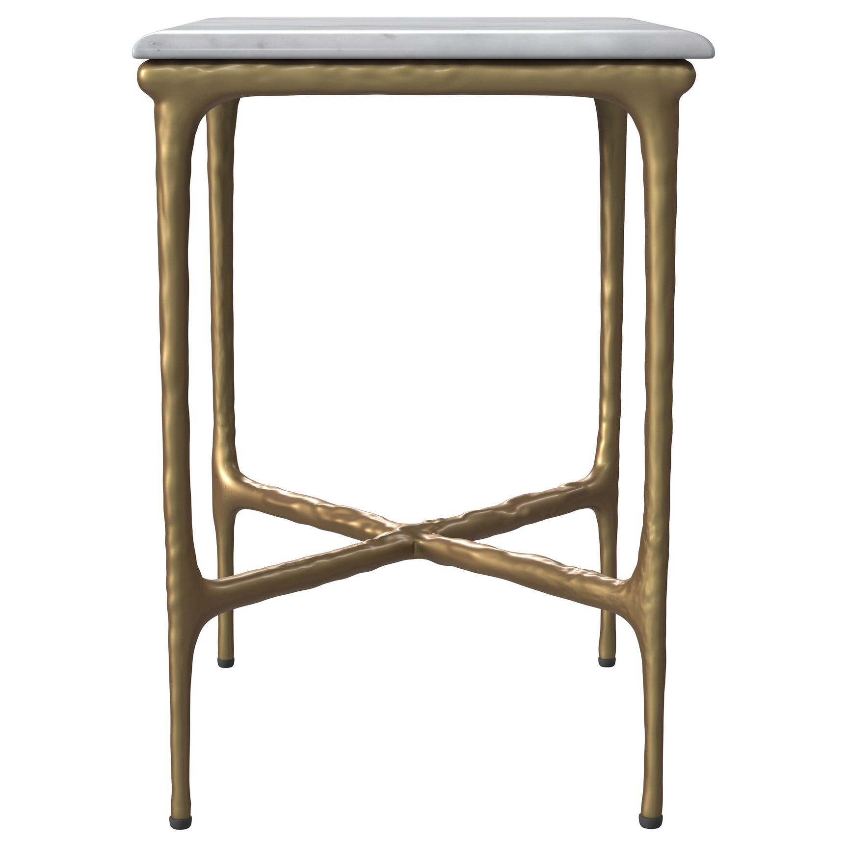 Baldwin Rectangular Marble Top Side Table White and Gold - Tampa Furniture Outlet