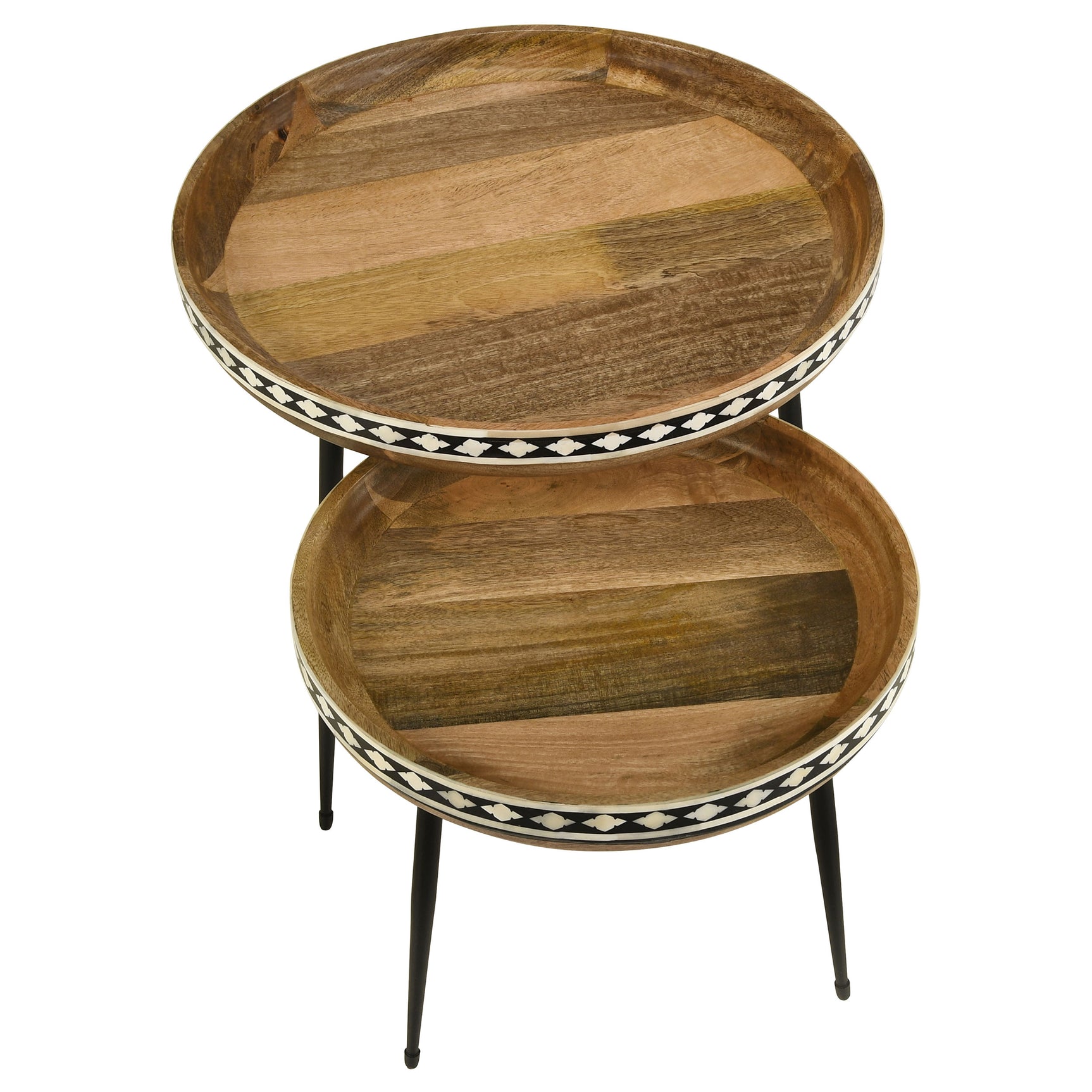 Ollie 2-piece Solid Wood Bone Inlay Nesting Table Natural - Tampa Furniture Outlet