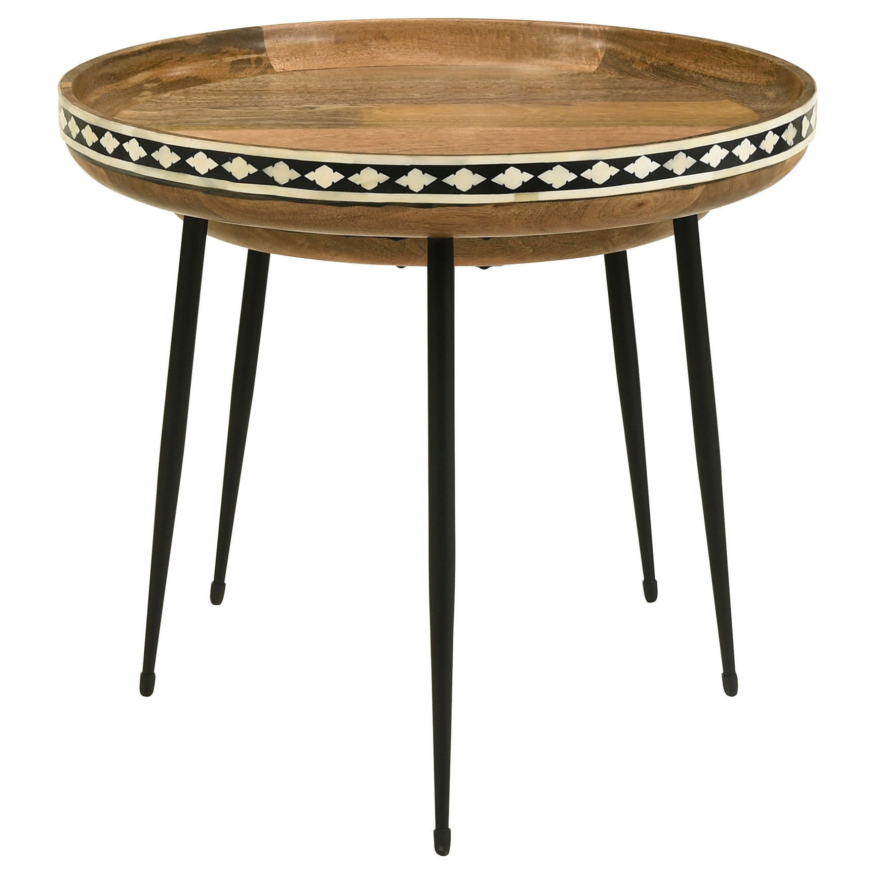 Ollie 2-piece Solid Wood Bone Inlay Nesting Table Natural - Tampa Furniture Outlet