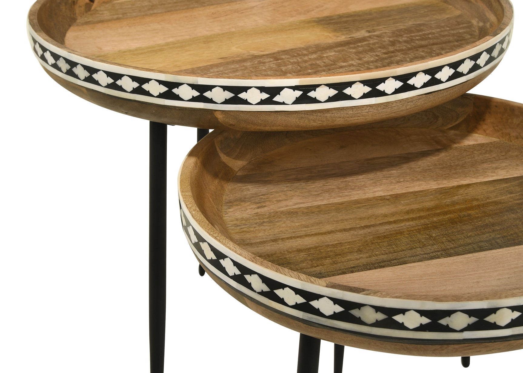 Ollie 2-piece Solid Wood Bone Inlay Nesting Table Natural - Tampa Furniture Outlet