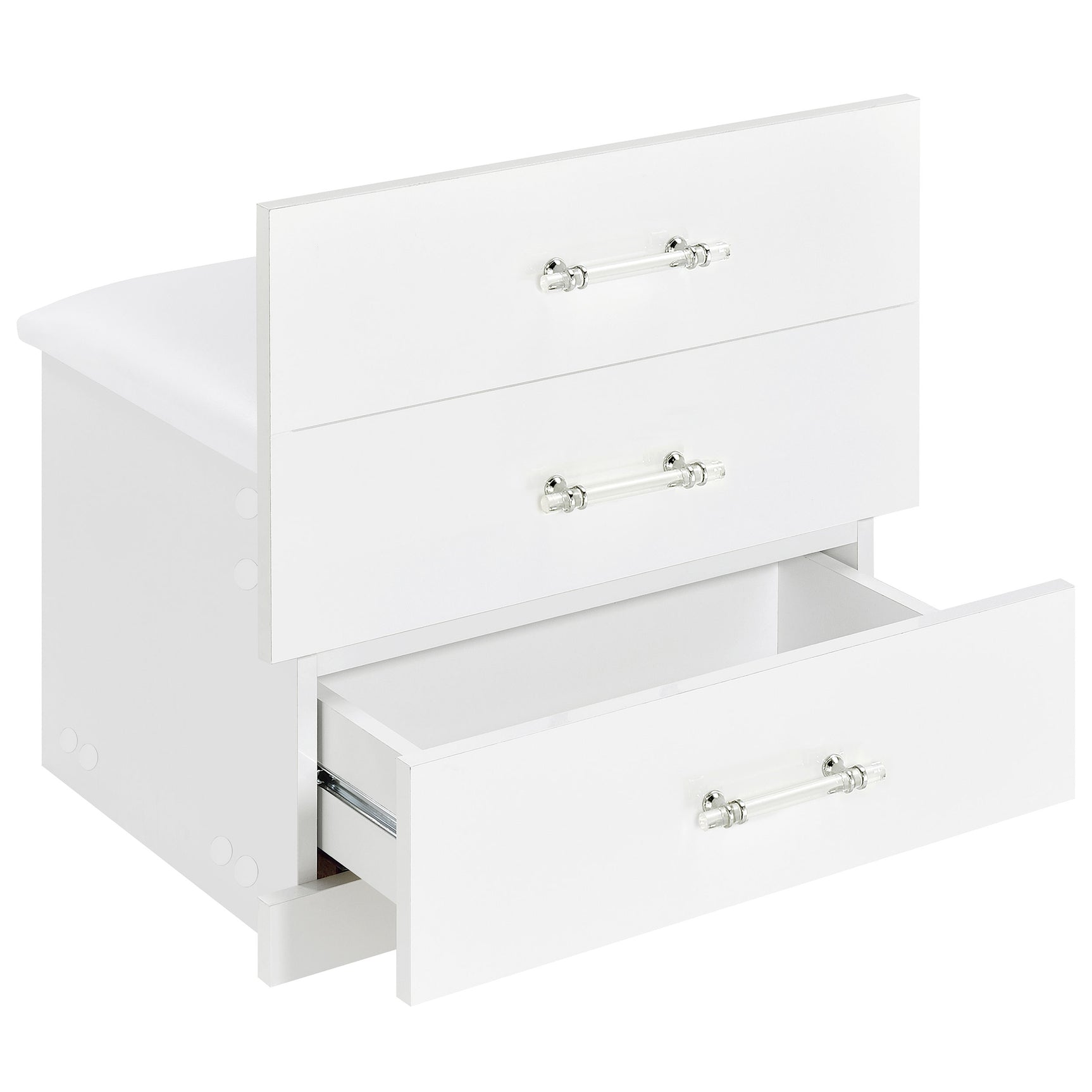 Danbury 3-drawer Makeup Vanity & Stool Set White High Gloss - Tampa Furniture Outlet