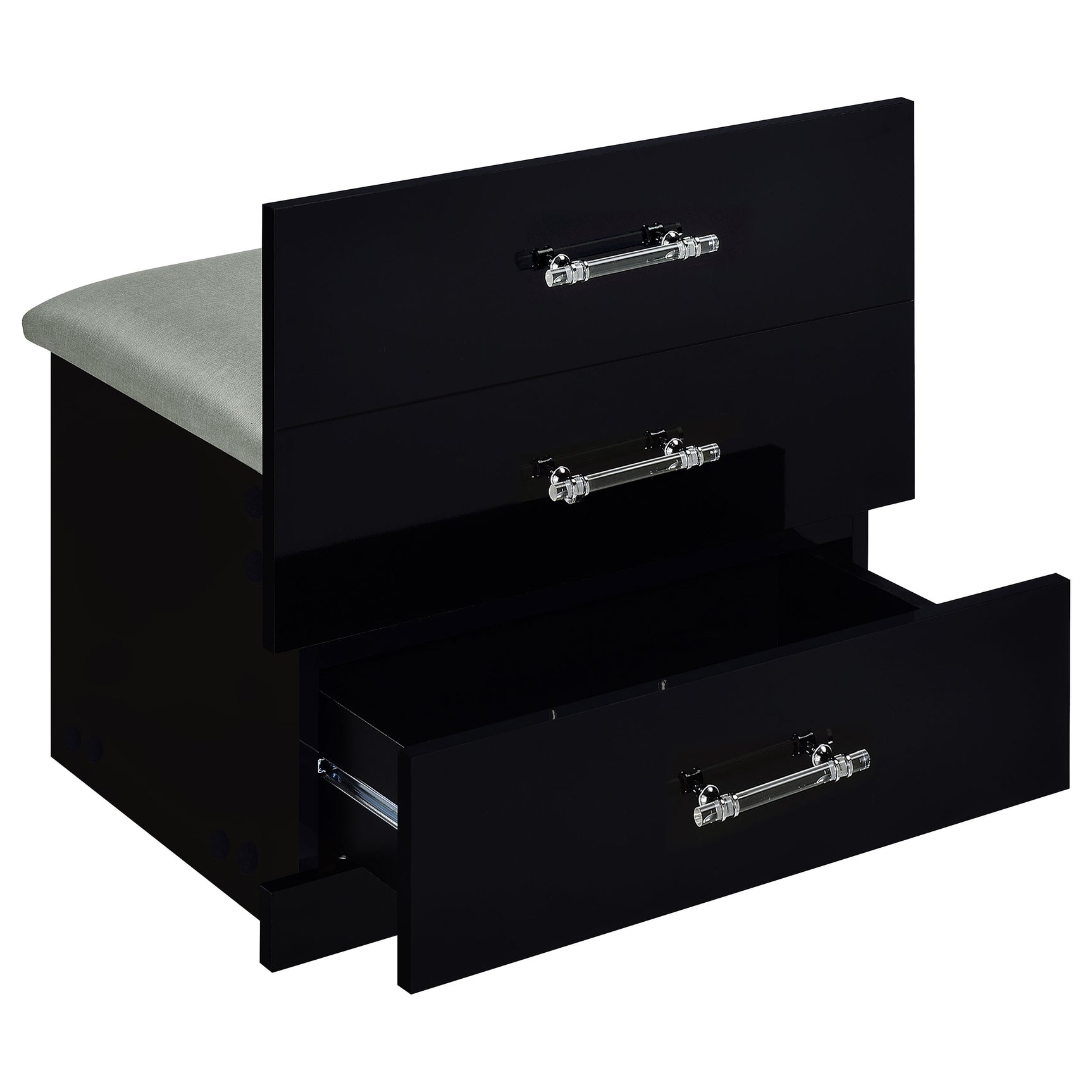 Danbury 3-drawer Makeup Vanity & Stool Set Black High Gloss - Tampa Furniture Outlet
