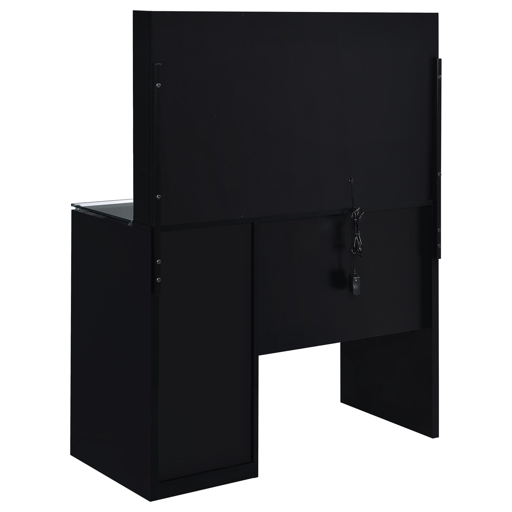 Flora 2-drawer Vanity Set with LED Mirror Black High Gloss - Tampa Furniture Outlet