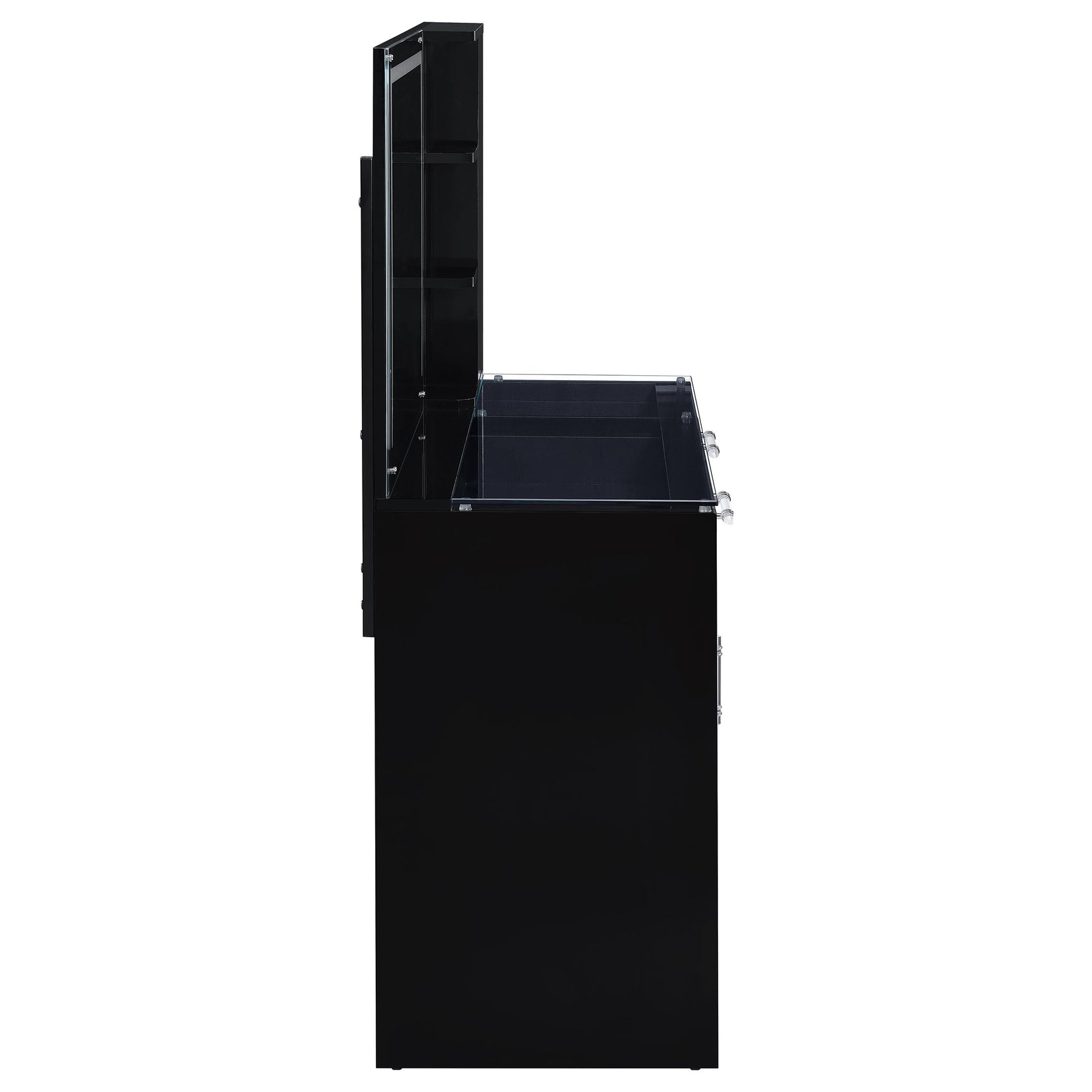 Flora 2-drawer Vanity Set with LED Mirror Black High Gloss - Tampa Furniture Outlet
