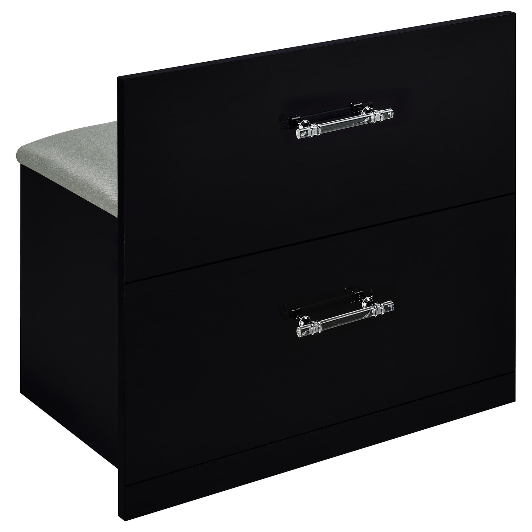 Flora 2-drawer Vanity Set with LED Mirror Black High Gloss - Tampa Furniture Outlet