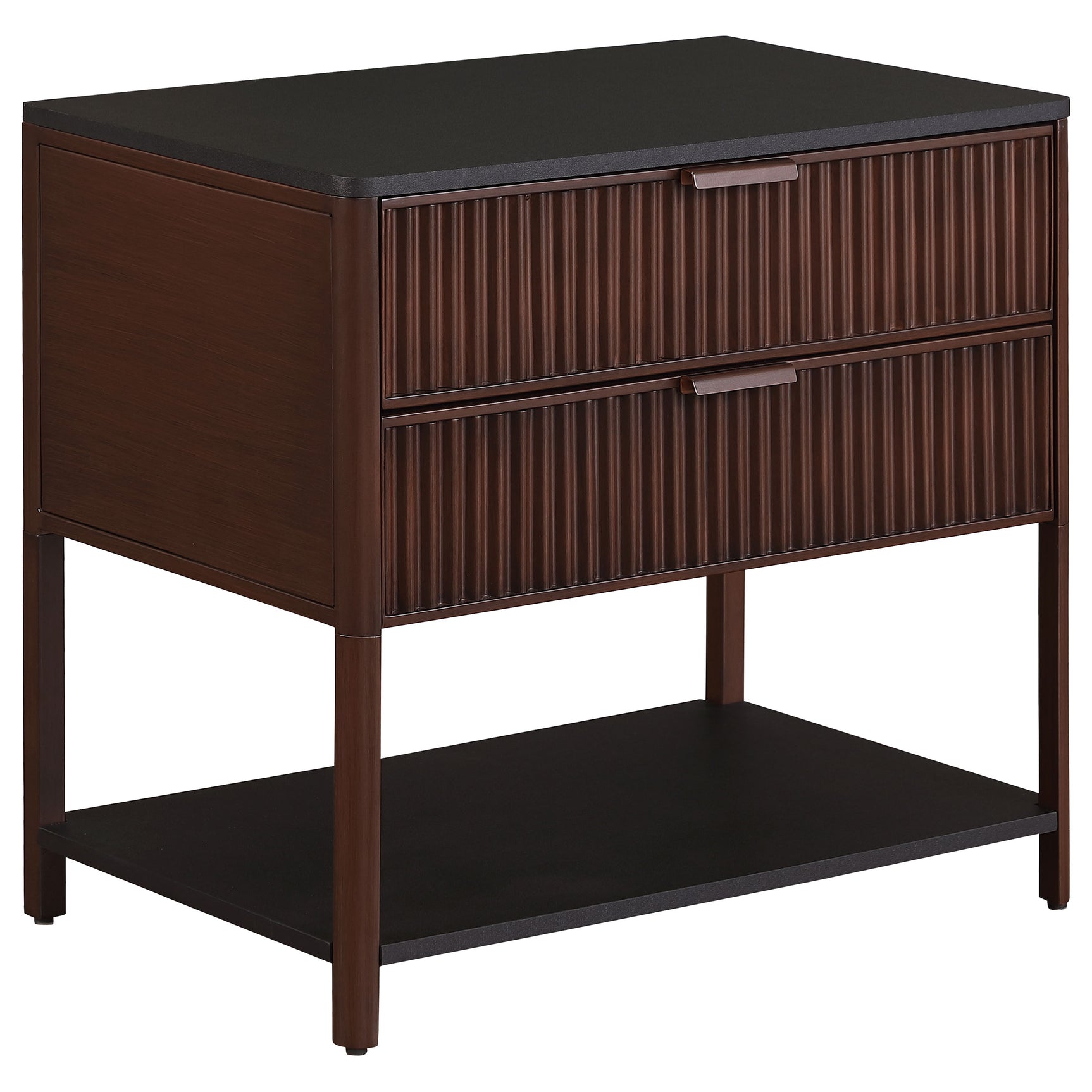 Tampa Furniture Outlet - Coaster - Zimmerlee 2-drawer Side Table with Shelf Rust Brown - 930221